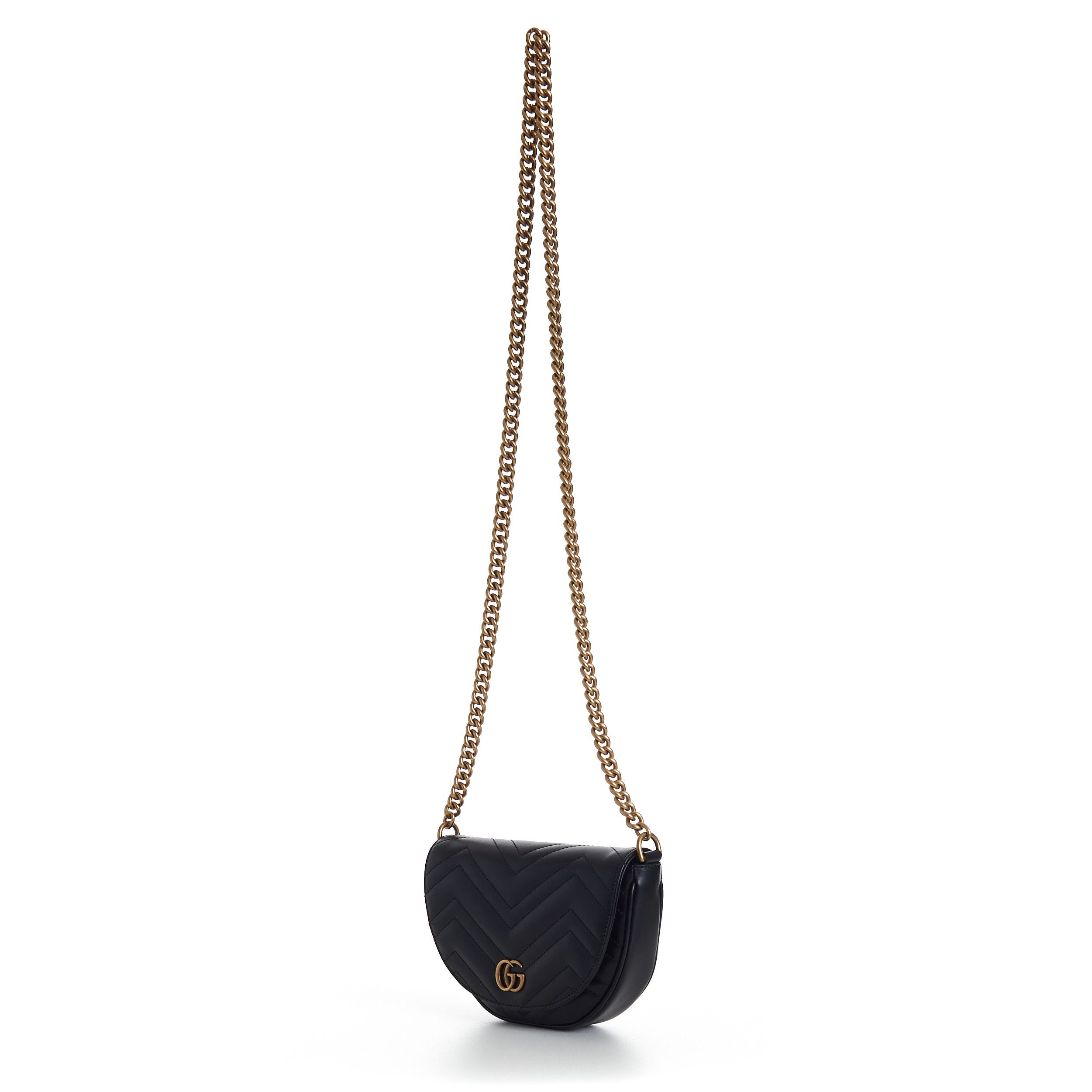 Gucci GG Marmont Matelassé Chain Mini Bag In Black Leather Size ONE SIZE - 11 Thumbnail