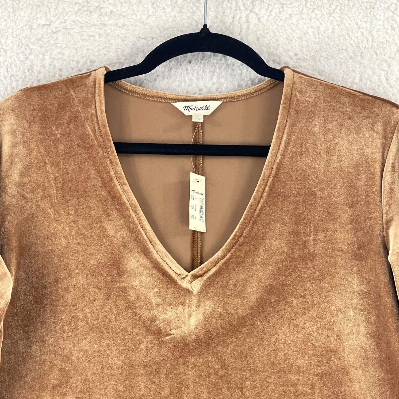 Madewell Madewell Velvet Balloon Sleeve Dress Womens Small Gold V-Neck Pullover Comfy Size S / US 4 / IT 40 - 3 Thumbnail