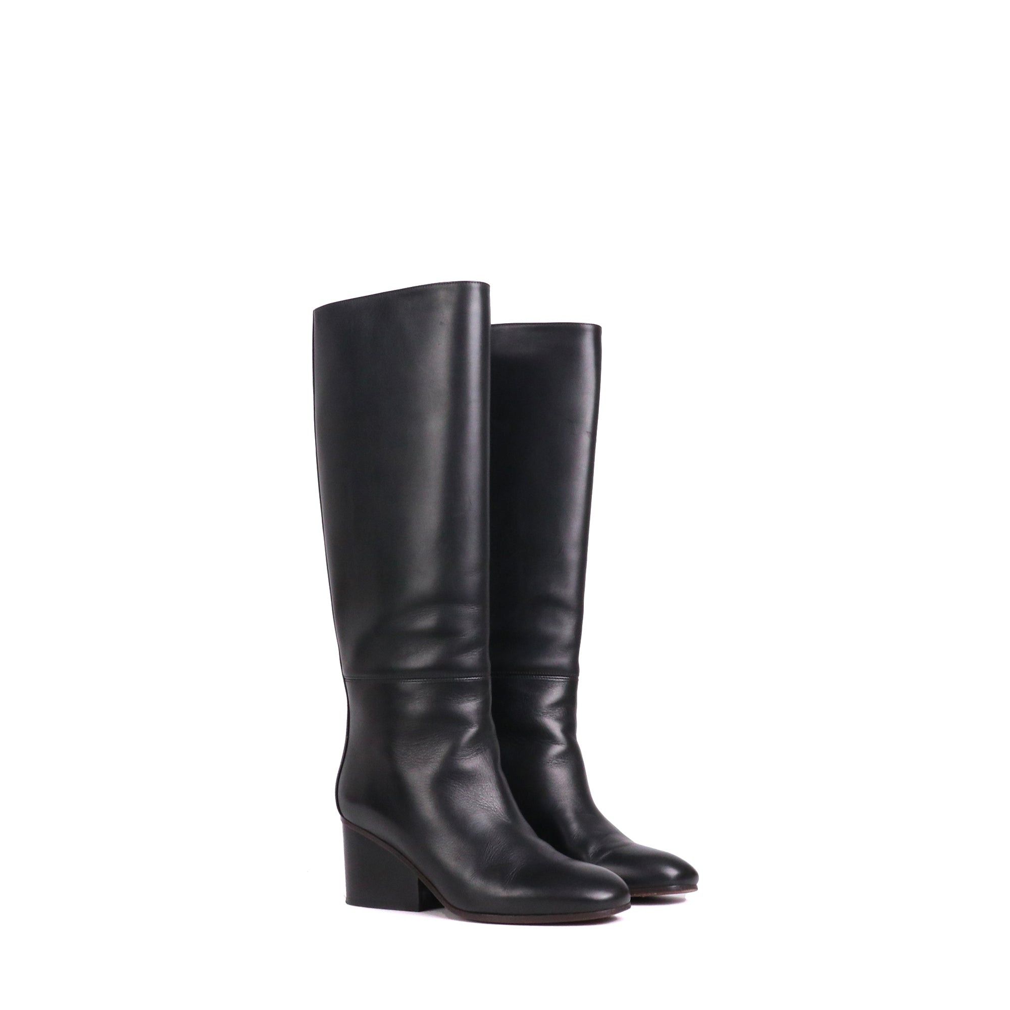 Hermes HERMÈS - New Jersey Hermès boots in black leather (T37) Size US 6 / IT 36 - 1 Thumbnail