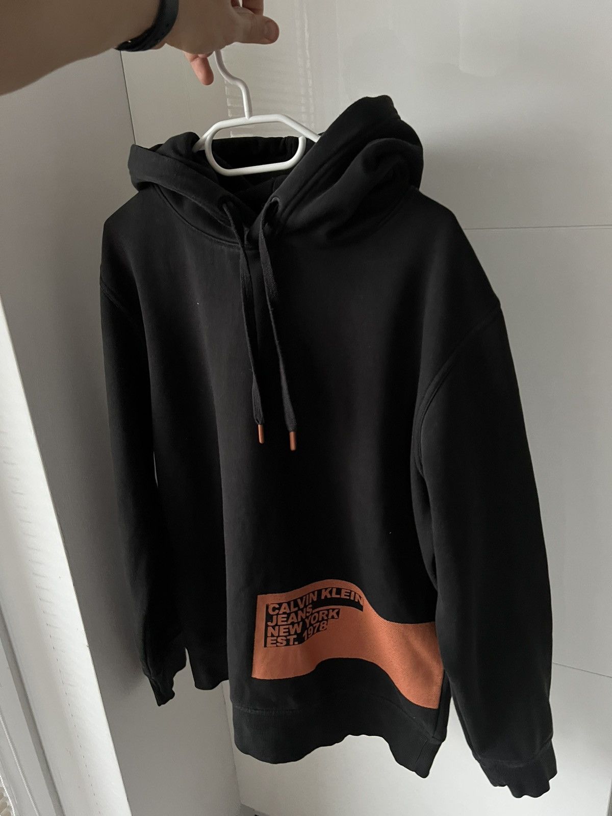 Calvin Klein Calvin Klein Jeans Box Patch Printed Logo Black Mens Hoodie Size US XL / EU 56 / 4 - 2 Thumbnail