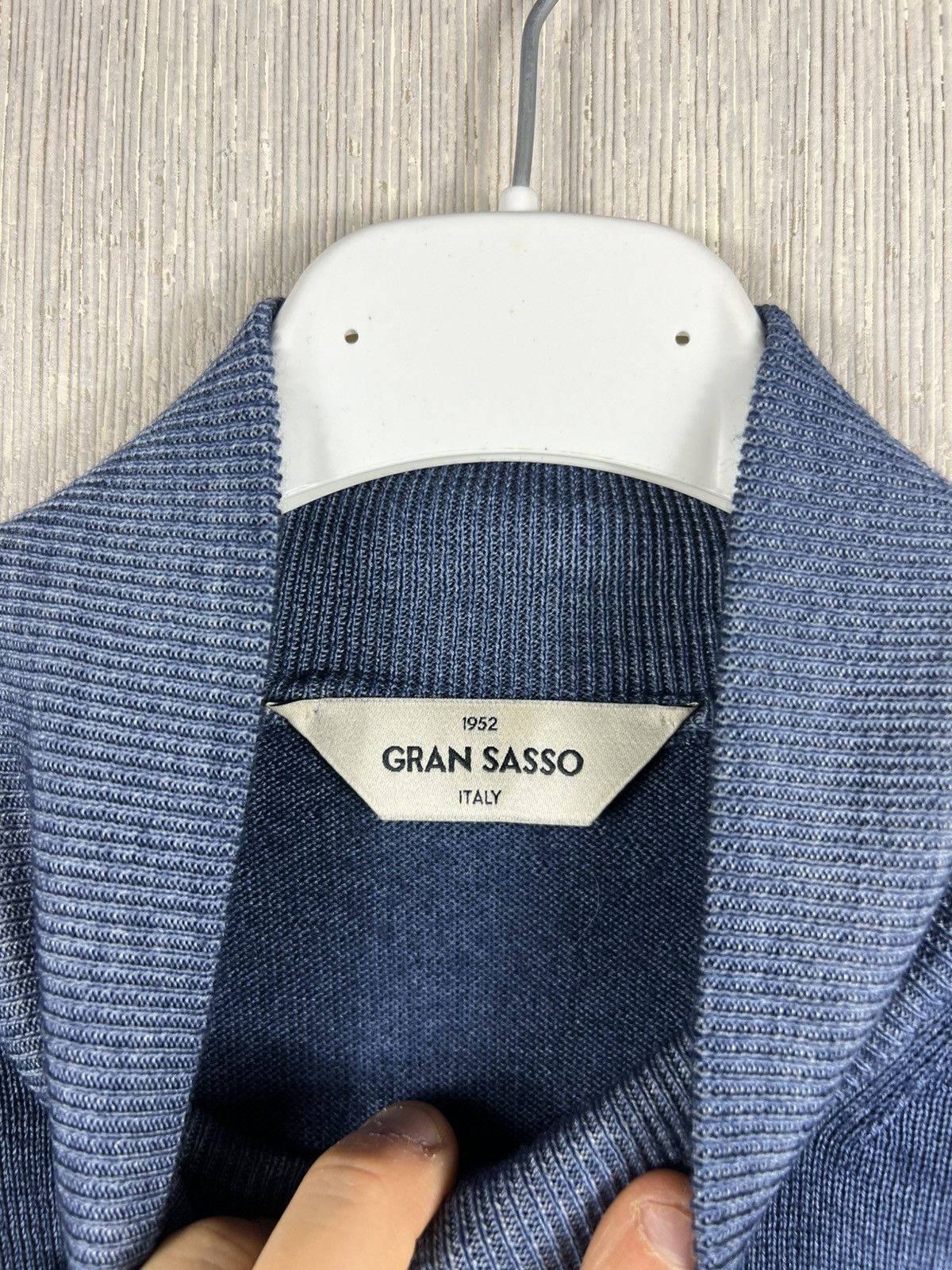 Gran Sasso Gran Sasso virgin wool merino quarter half zip sweater navy Size US L / EU 52-54 / 3 - 17 Thumbnail