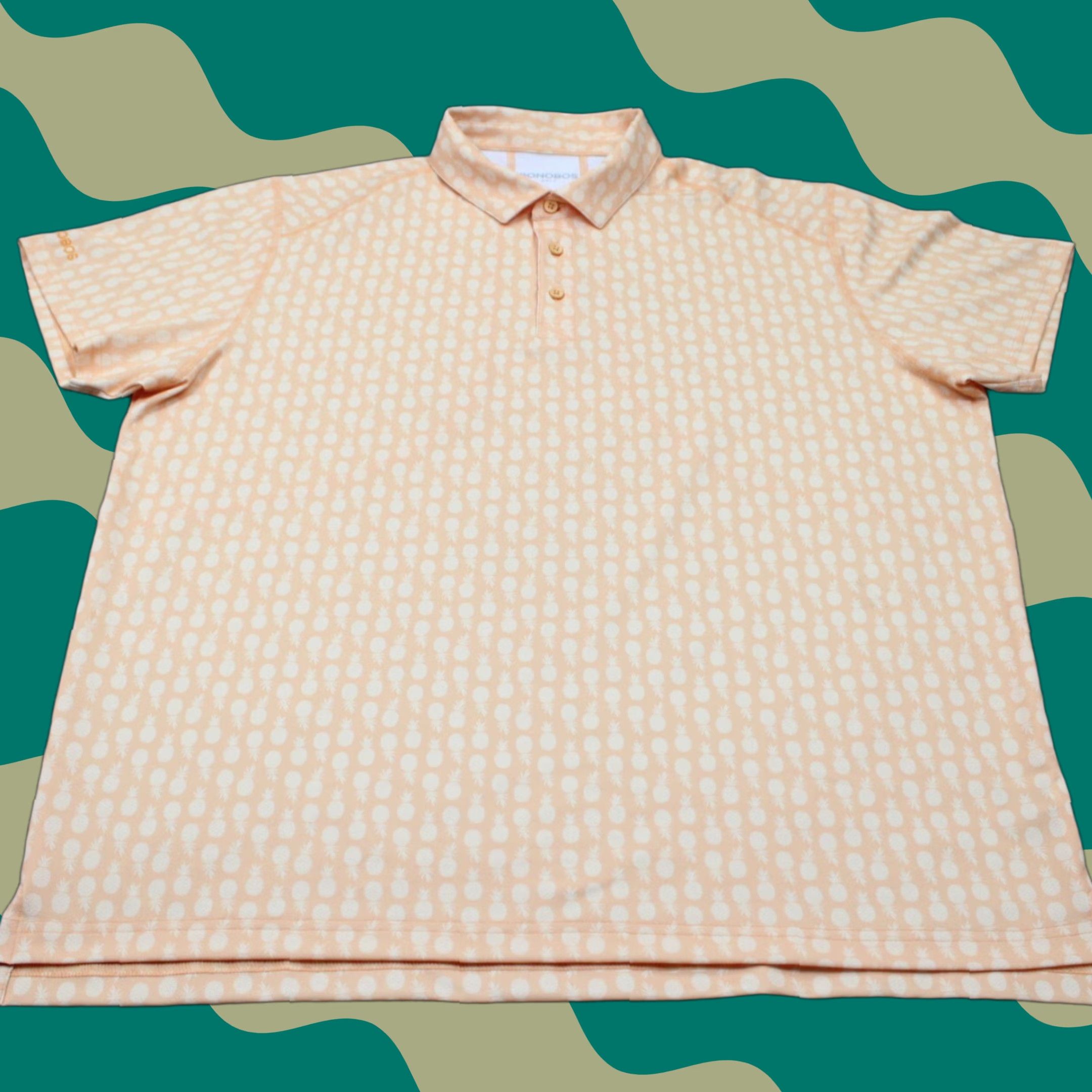 Bonobos Bonobos Polo Shirt Mens XL Orange/White Geometric Regular Fit S/S Pullover Shirt Size US XL / EU 56 / 4 - 1 Thumbnail