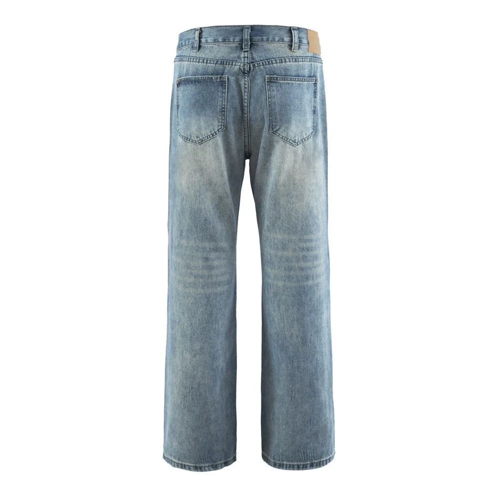 Jean Men's retro American simple straight washed jeans Size US 32 / EU 48 - 2 Thumbnail