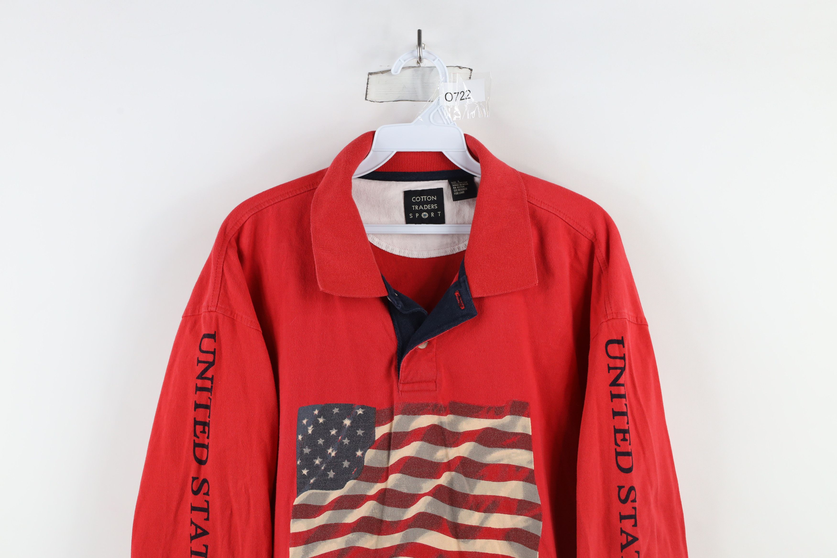 Vintage Vintage 90s Streetwear Spell USA Flag Long Sleeve Rugby Polo Size US L / EU 52-54 / 3 - 2 Thumbnail