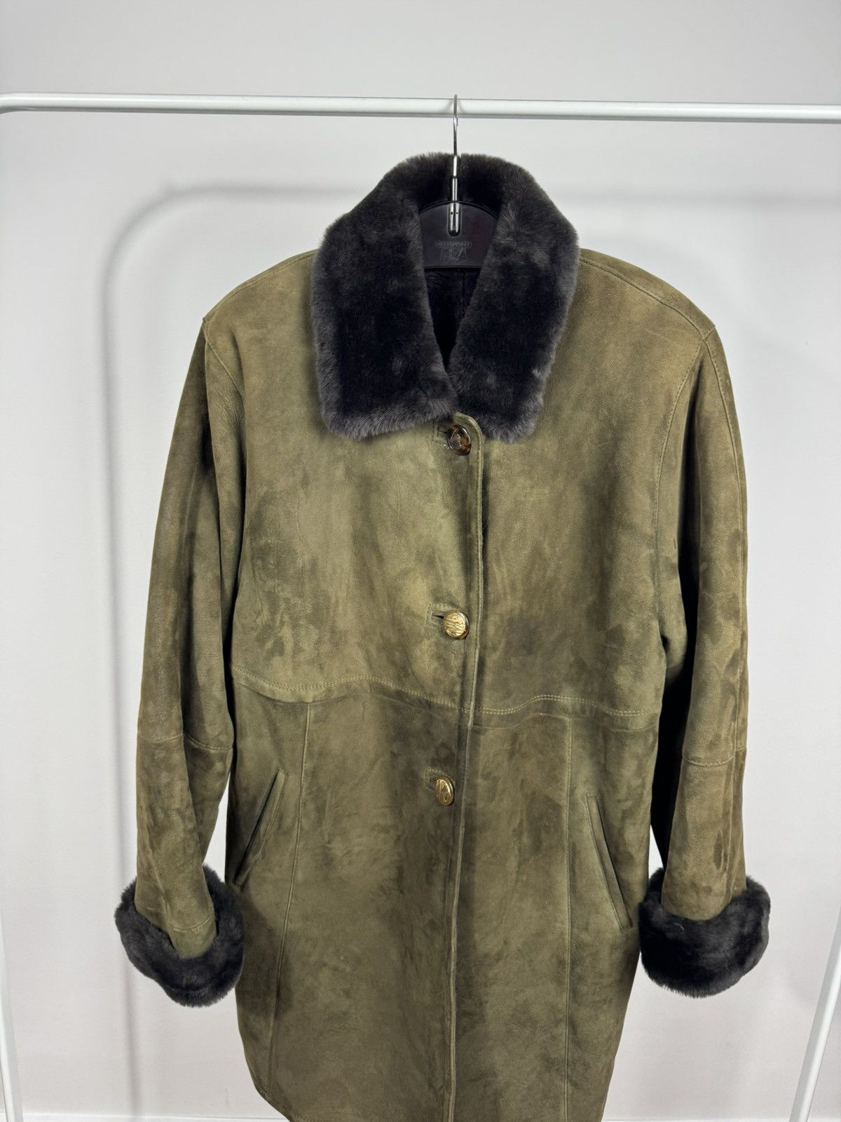 Other Vintage Shearling Suede Coat Fur Collar Lined Jacket XXL Size XXL / US 16-18 / IT 52-54 - 2 Thumbnail
