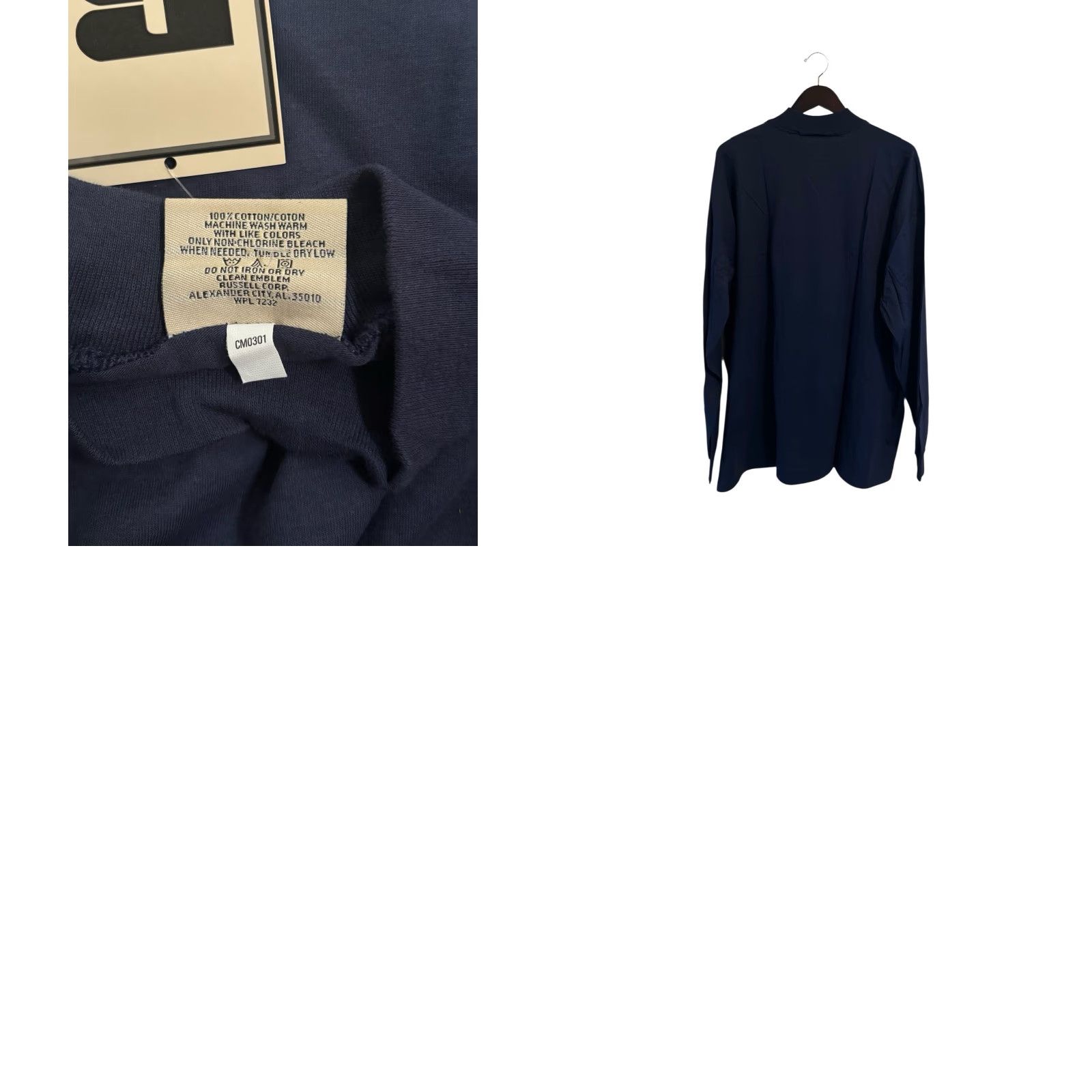 Russell Athletic VINTAGE Russell Athletic Pro Cotton Mock Neck Shirt Mens 2XL NOS NWT 90s Blue Long Sleeve T-Shirt Size US XXL / EU 58 / 5 - 8 Thumbnail