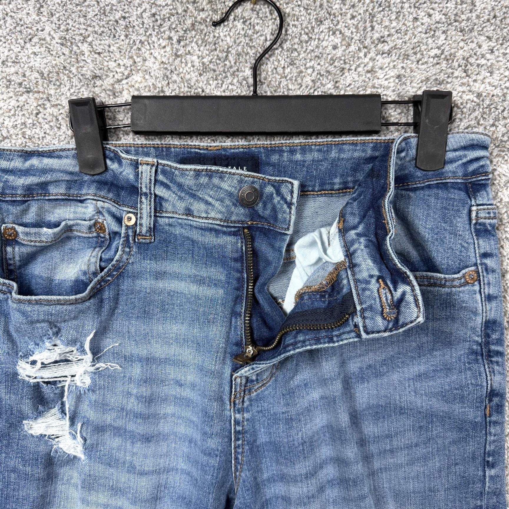 Vintage Aéropostale Jeans Mens 30x29.5 Blue Denim Athletic Skinny Distressed Grunge Jeans Mens Athletic Skinny Medium Wash Grunge 90s Size US 30 / EU 46 - 6 Thumbnail