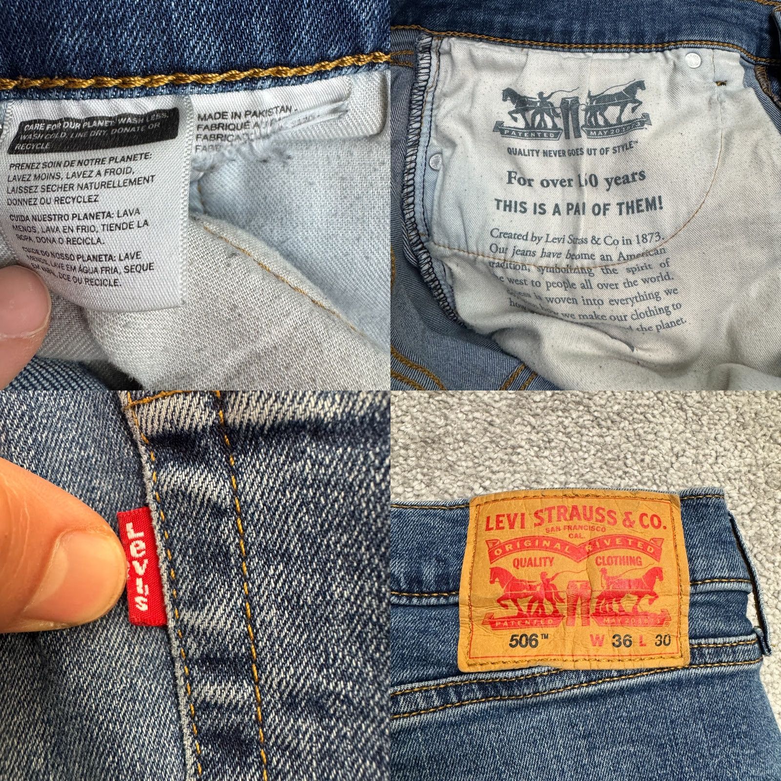 Levi's Levi's 506 Straight Jeans Mens 36x29 Blue Medium Wash Denim Casual Ultra-Comfort Regular Fit Cotton Blend Size US 36 / EU 52 - 8 Thumbnail