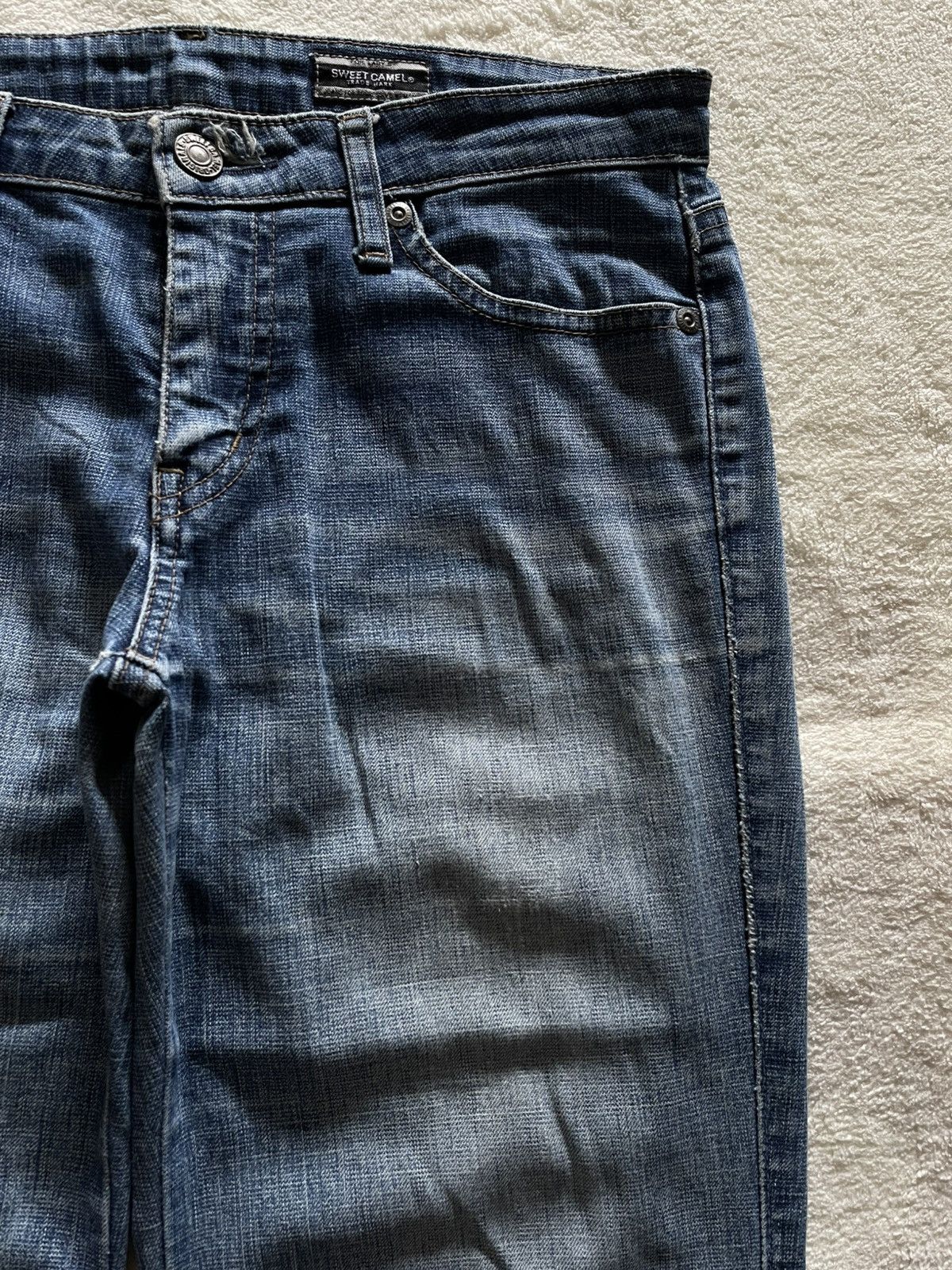Japanese Brand Vintage Sweet Camel Boot Cut Faded Mudwash Dark Blue Jeans Size 30" / US 8 / IT 44 - 4 Thumbnail