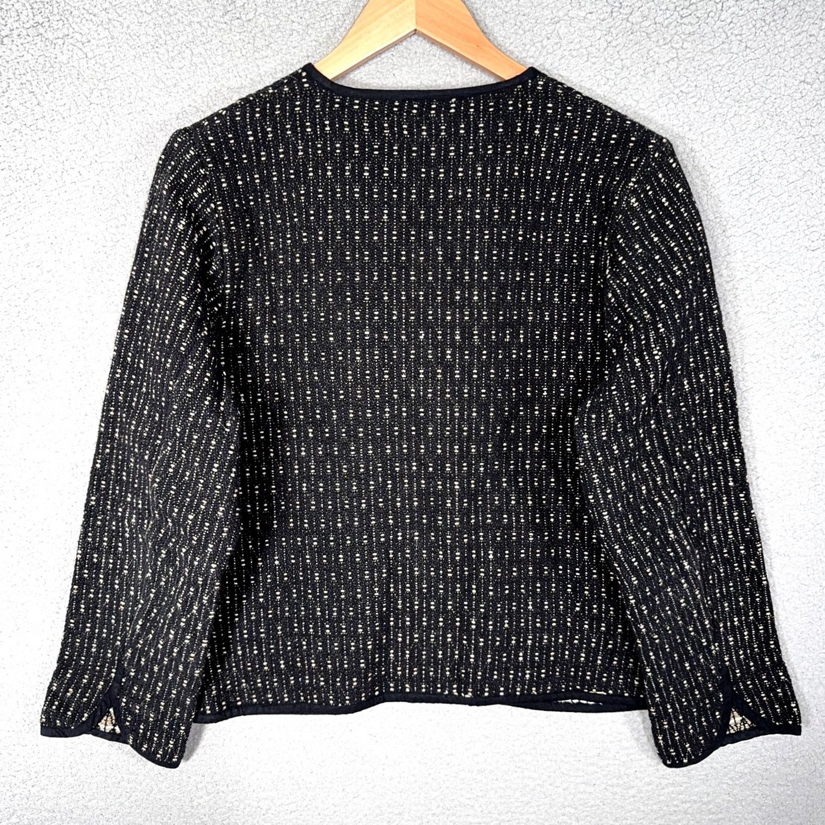 The Territory Ahead VINTAGE Territory Ahead Jacket Womens M Black Textured Silk Blend Cardigan Size M / US 6-8 / IT 42-44 - 3 Thumbnail