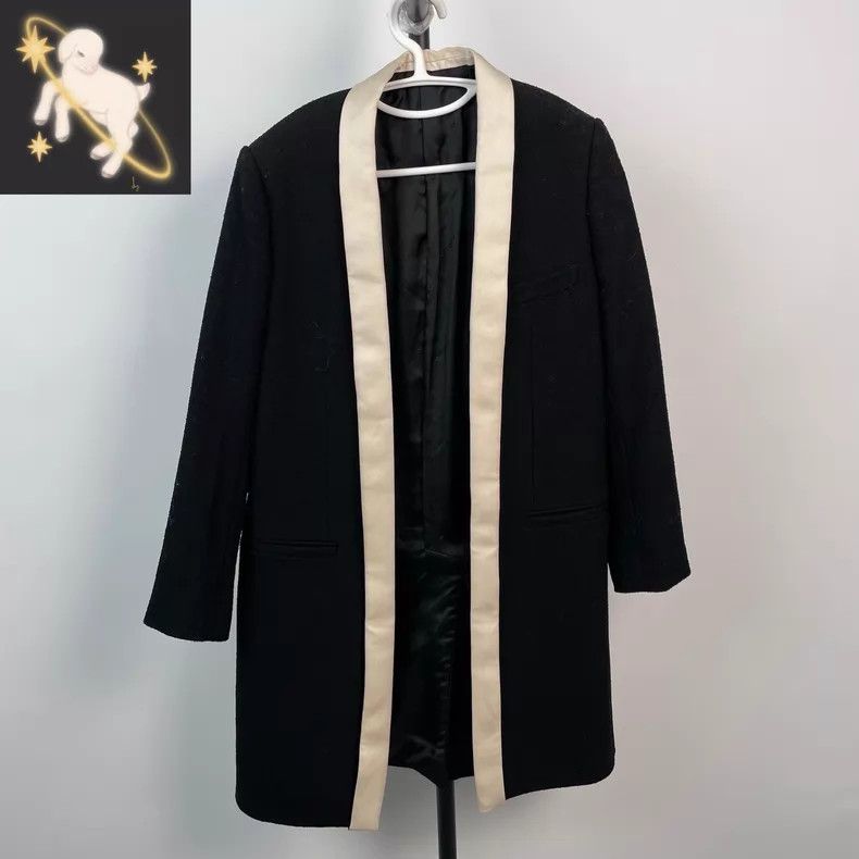 Louis Vuitton Louis Vuitton Black Cream White Silk Trim Women's Long Coa Size S / US 4 / IT 40 - 1 Thumbnail