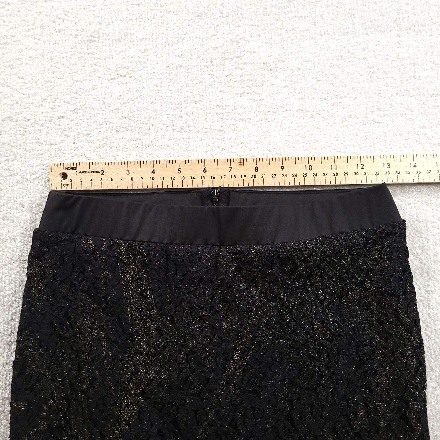 Vintage VINTAGE Women's Cato Size 2 Black/Gold Floral Lace Skirt Size 26" / US 2 / IT 38 - 3 Thumbnail