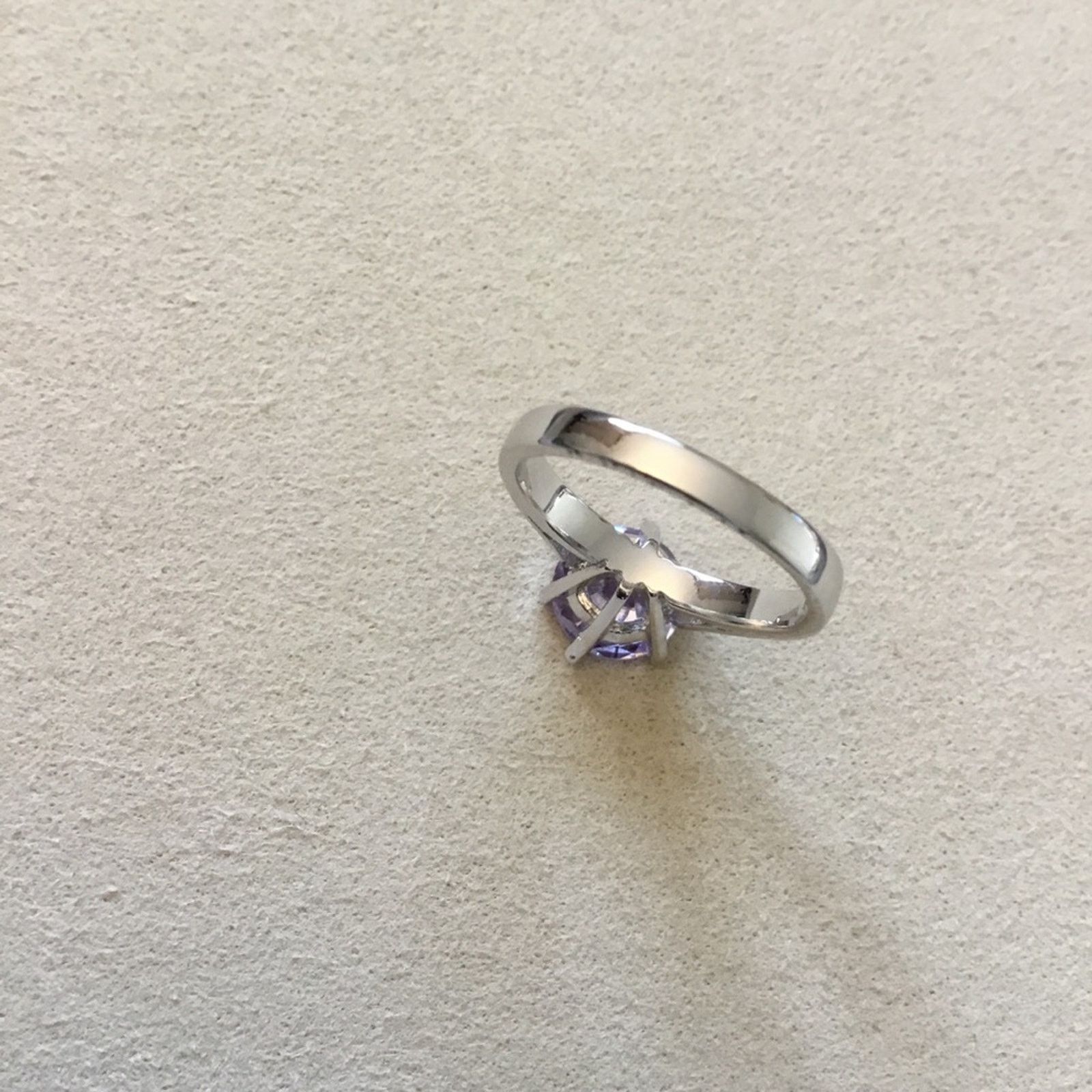Other Sterling Silver Purple CZ Solitaire Ring Size ONE SIZE - 7 Thumbnail