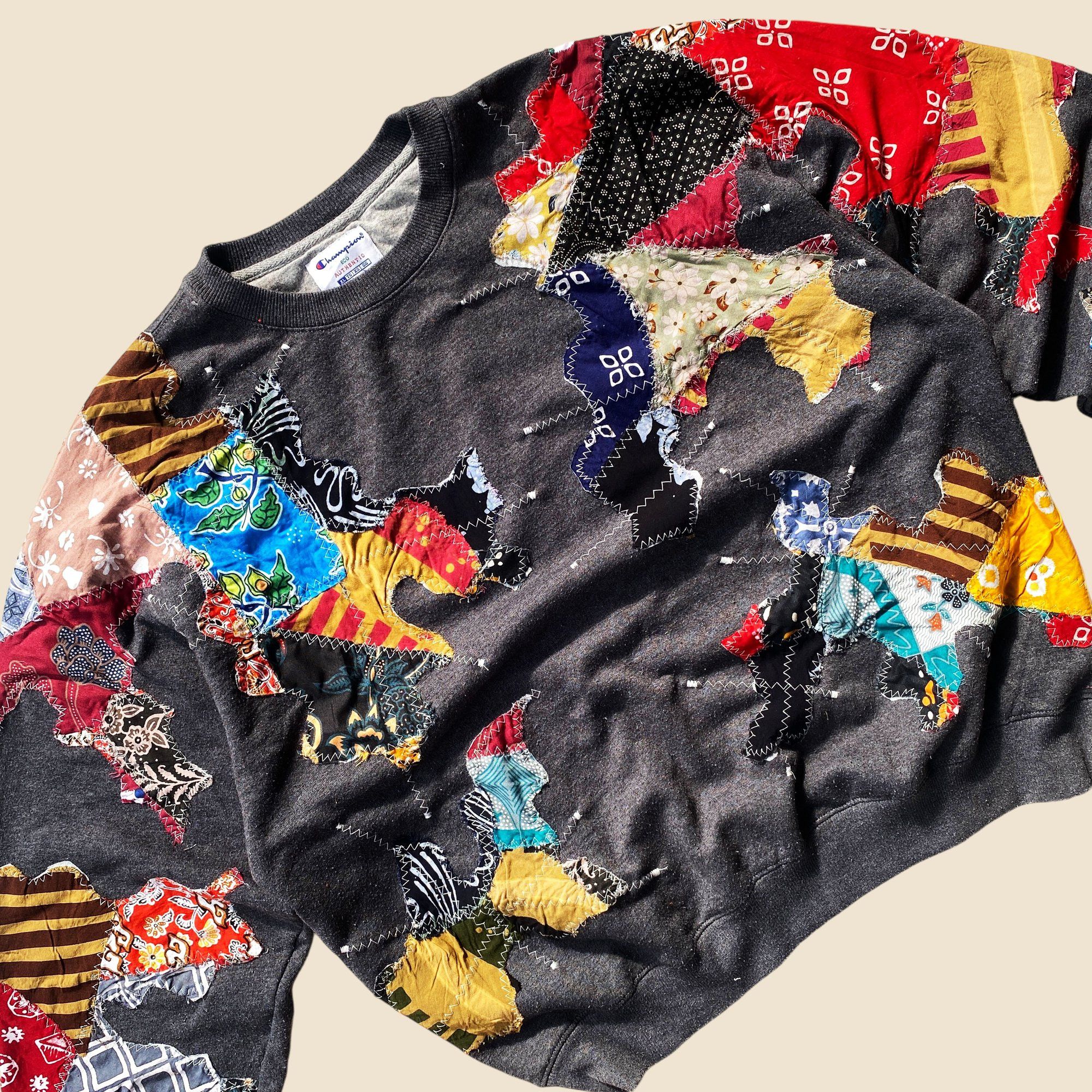 Handmade × Japanese Brand 1 OF 1 REWORKED INDONESIAN BATIK PATCHWORK SWEATSHIRT SIZE M Size US M / EU 48-50 / 2 - 3 Thumbnail