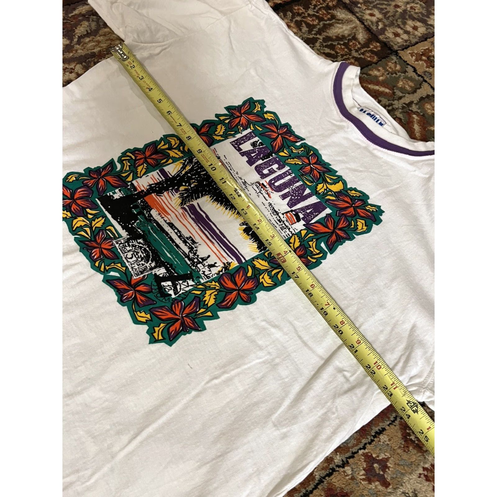 Vintage VINTAGE Laguna T-Shirt Bon Voyage Ship 90s White L Large Flower Cruise Single Stitch Unisex Adults Crew Neck Short Sleeve Cotton Shirt Mens Womens Size US L / EU 52-54 / 3 - 8 Thumbnail
