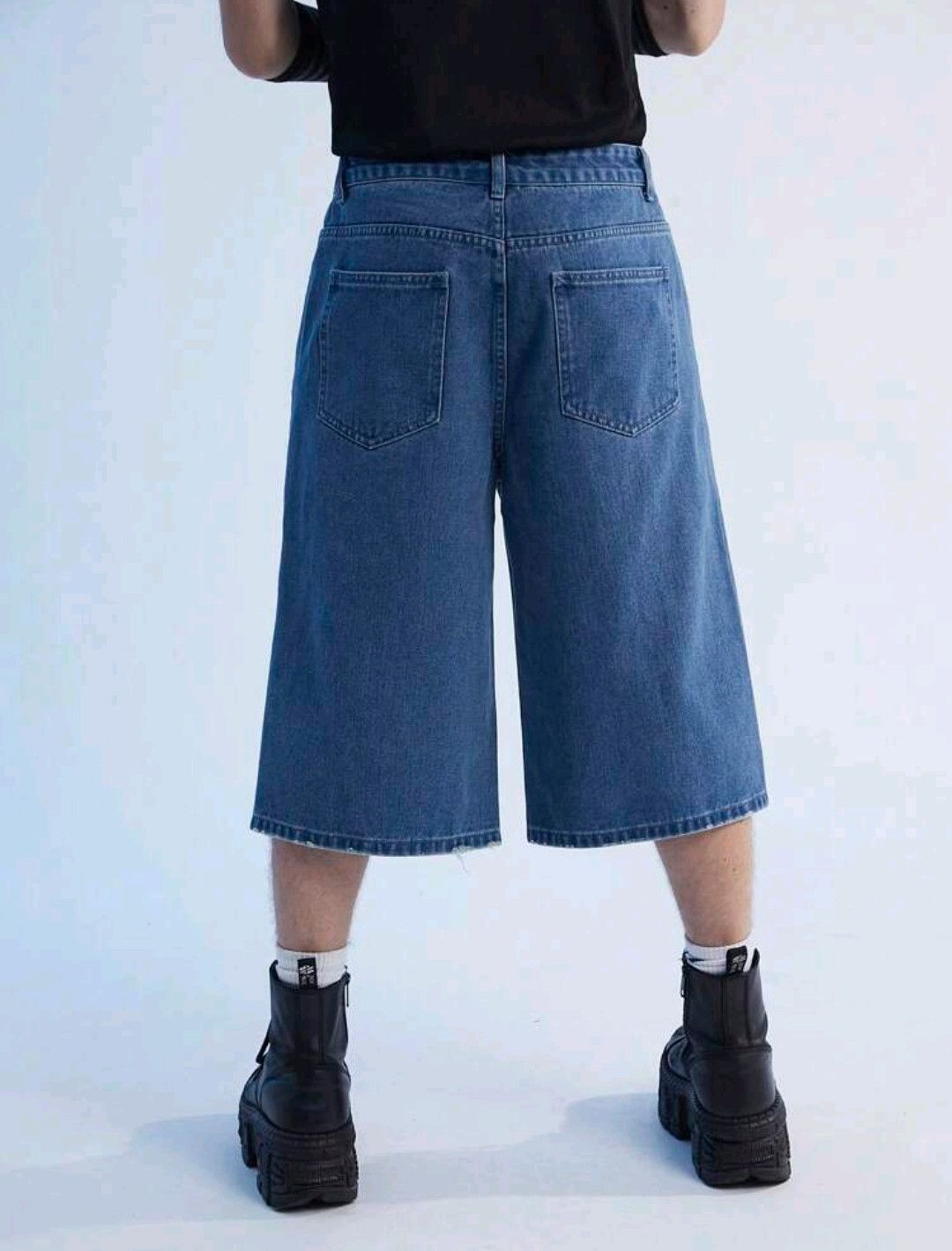 Jean × Vintage Y2K Vintage Solid Streetwear Denim Shorts Distressed Jorts Size US 33 - 2 Thumbnail