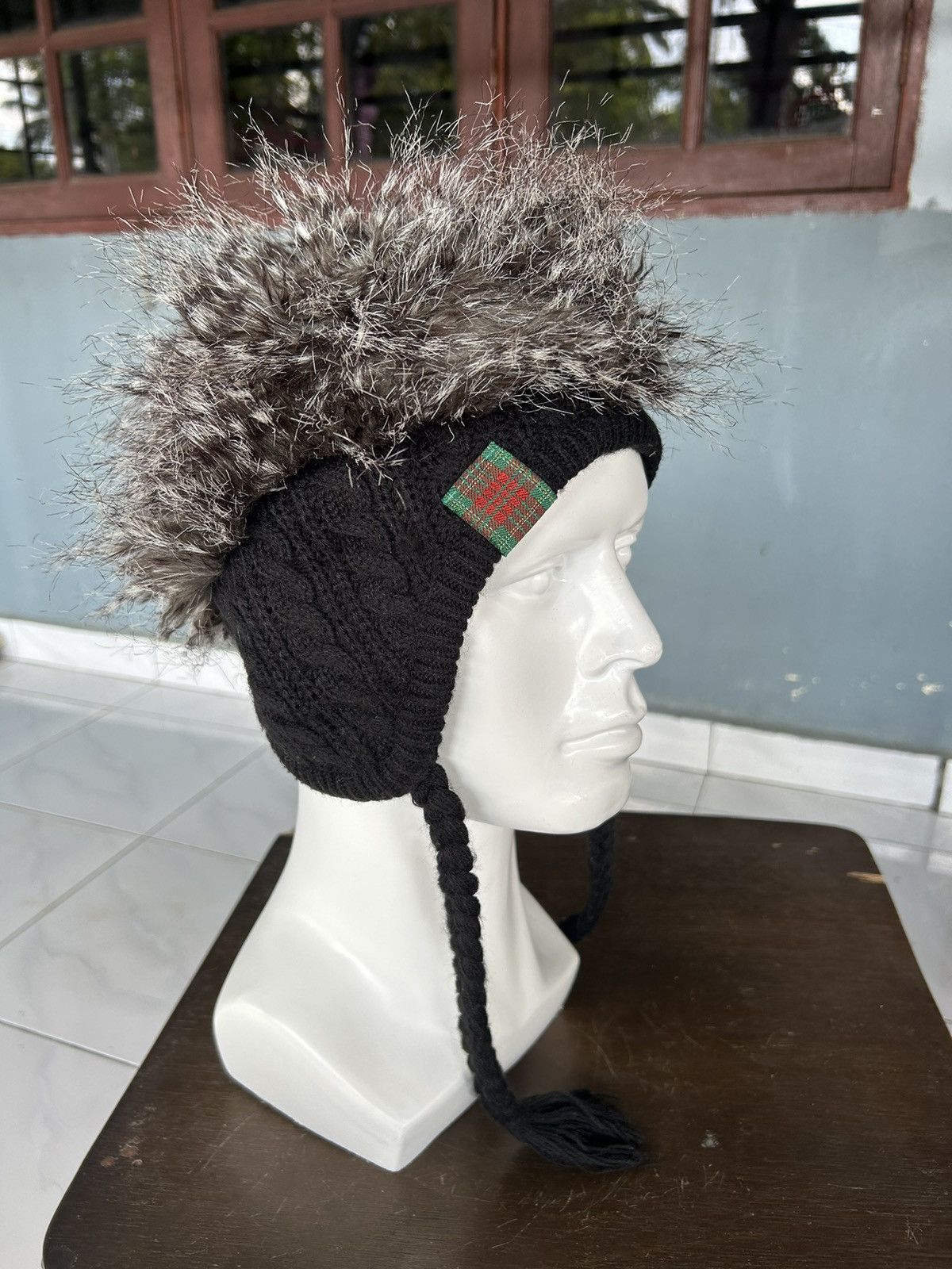 Kapital Mohawk Japanese Punk Bondage Style Knitt Fur Beanie Hats☠️☠️ Size ONE SIZE - 4 Thumbnail
