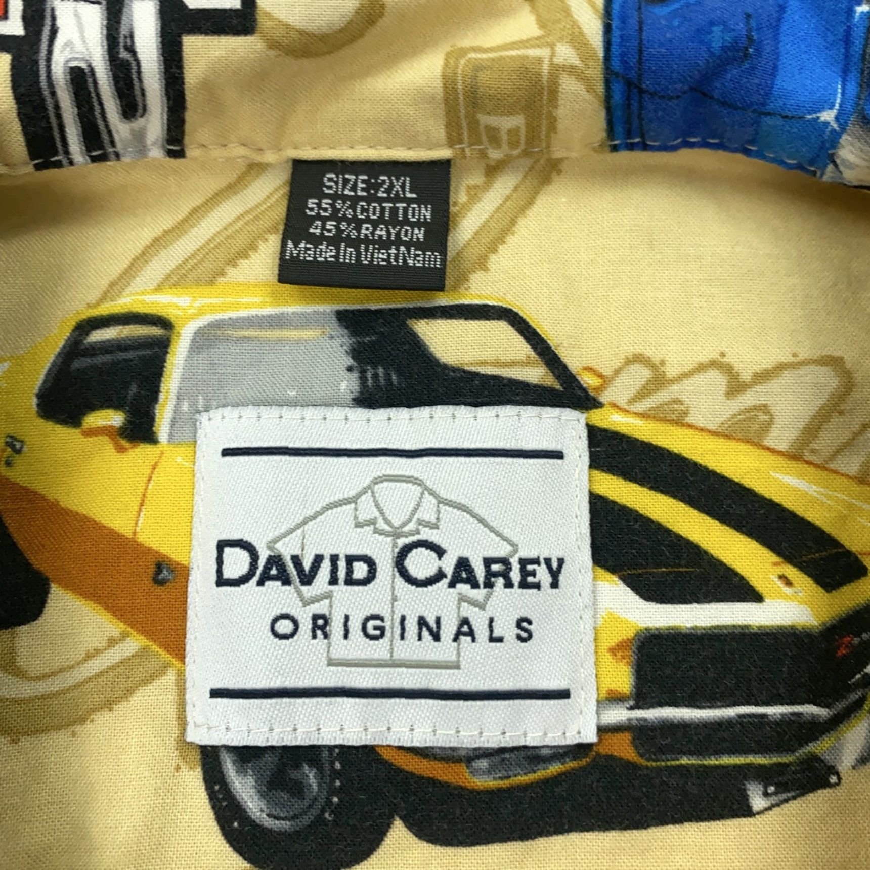 Vintage VINTAGE David Carey Camaro Z28 Shirt Mens 2XL Beige Yellow Short Sleeve Button-Up Graphic Print Cars Retro 90s Mens Size US XXL / EU 58 / 5 - 4 Thumbnail