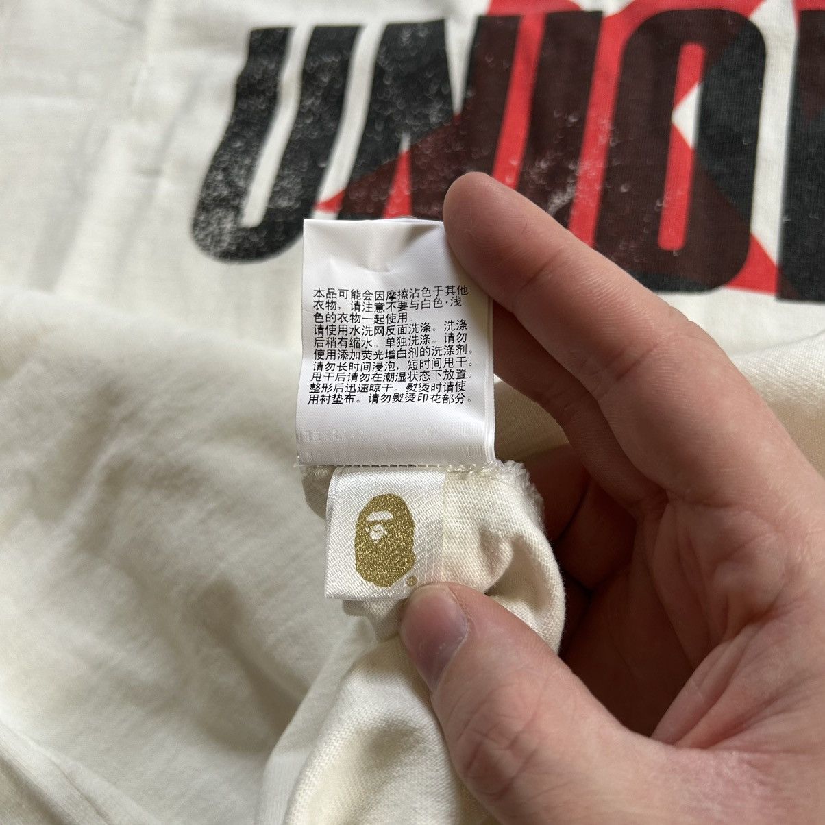 Bape × Union LA A BATHiNG APE x UNiON LOS ANGELES BAPESTA ASNKA TEE CREAM Size US XL / EU 56 / 4 - 19 Thumbnail
