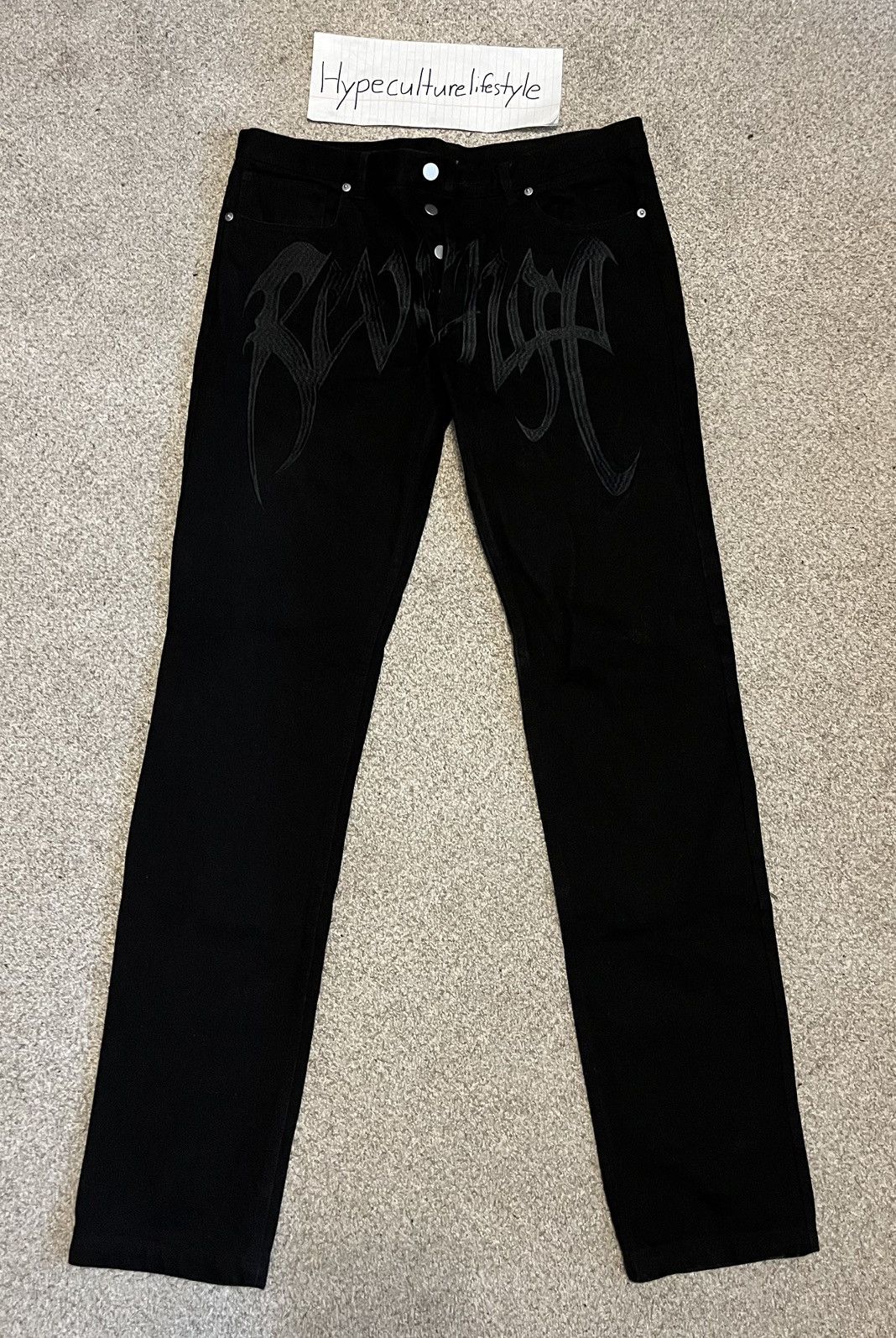 Revenge Revenge Black Jeans Embroidered Denim Size US 32 / EU 48 - 1 Thumbnail