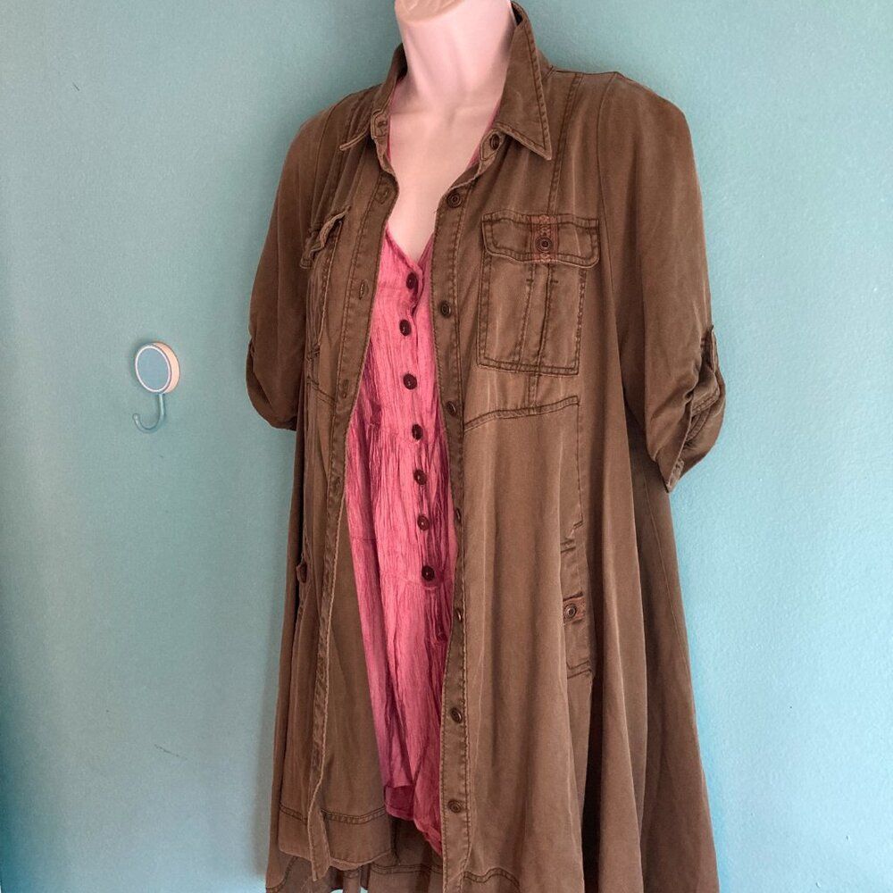 Anthropologie Anthropologie "Visit Mariona" Holding Horses Green Tencel Dr Size L / US 10 / IT 46 - 8 Thumbnail