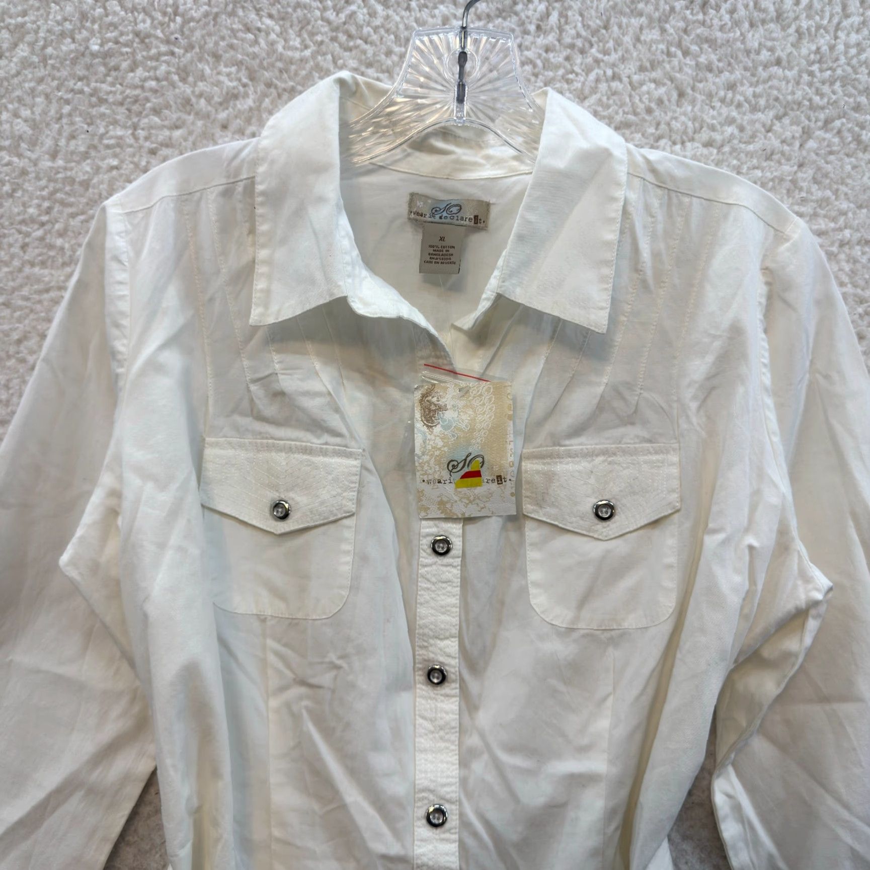 Vintage VINTAGE NEW Y2K Button Up Top Blouse Large White Fairy Grunge Corpcore Office Shirt Womens L Size L / US 10 / IT 46 - 3 Thumbnail