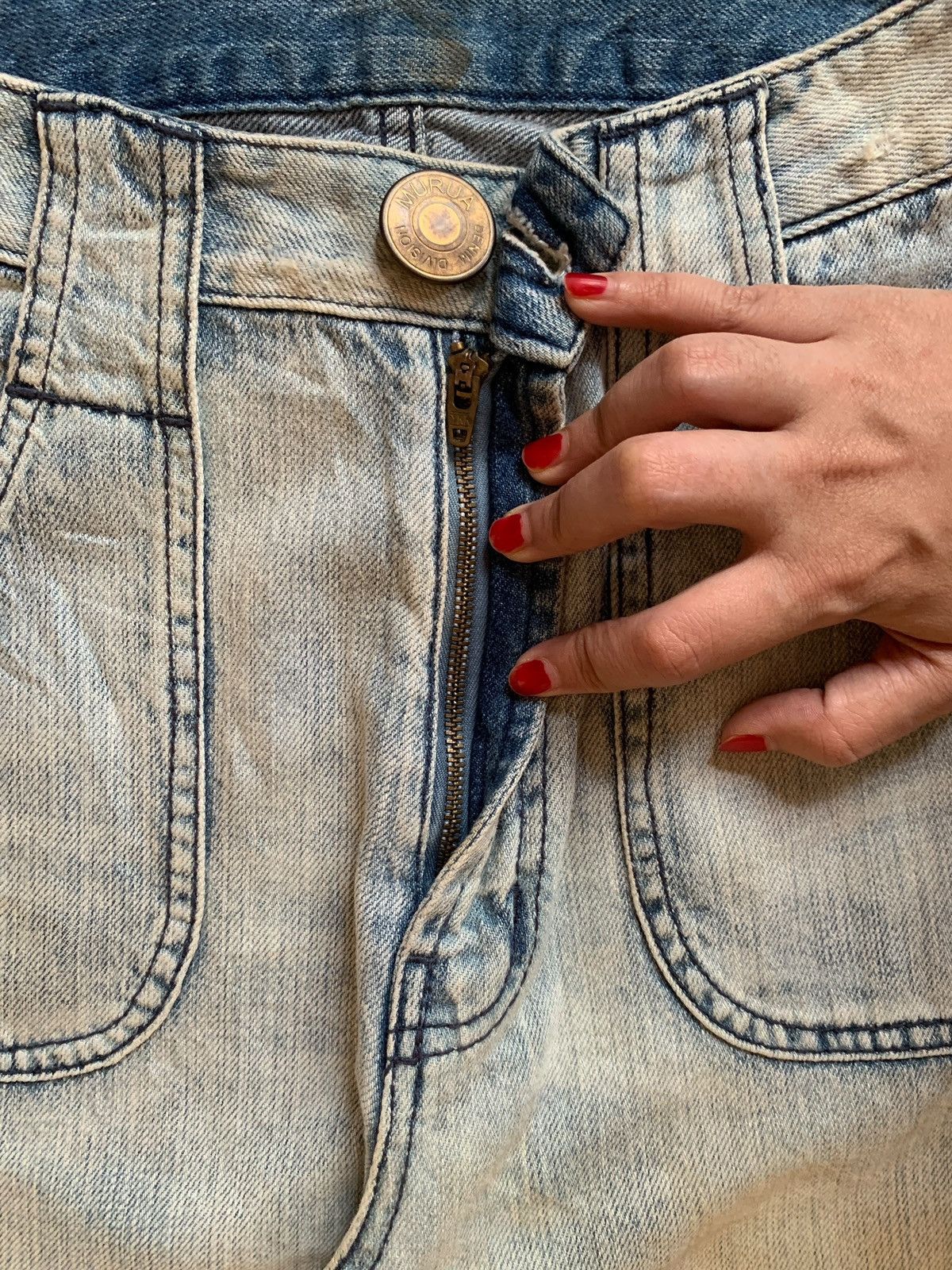 Hysteric Glamour × Japanese Brand Vintage Japanese Brand Mud Wash Fatigue Flare Jeans Size 23" - 3 Thumbnail