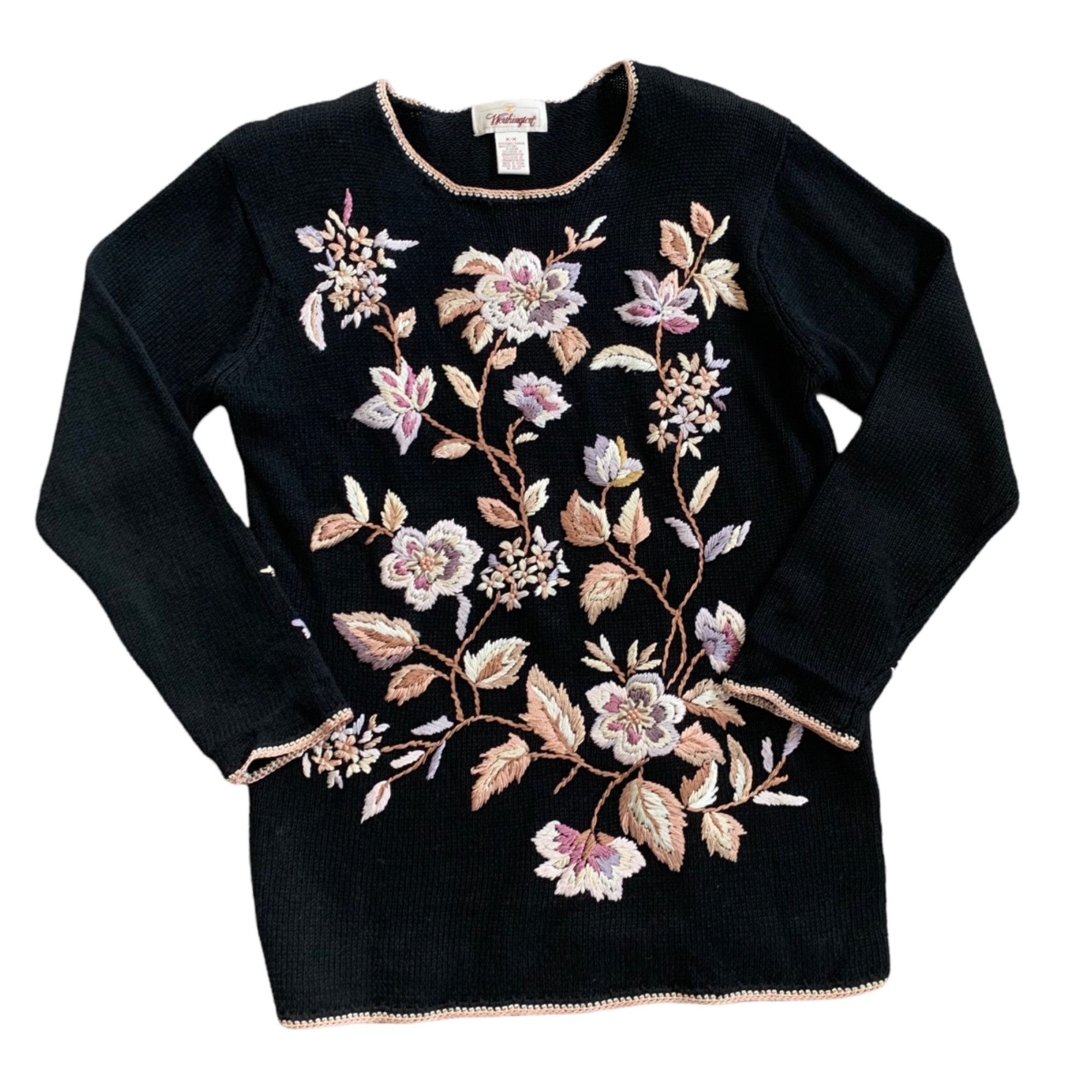Vintage Vintage Worthington Floral Embroidered Beaded Accent Sweater Size M / US 6-8 / IT 42-44 - 2 Thumbnail
