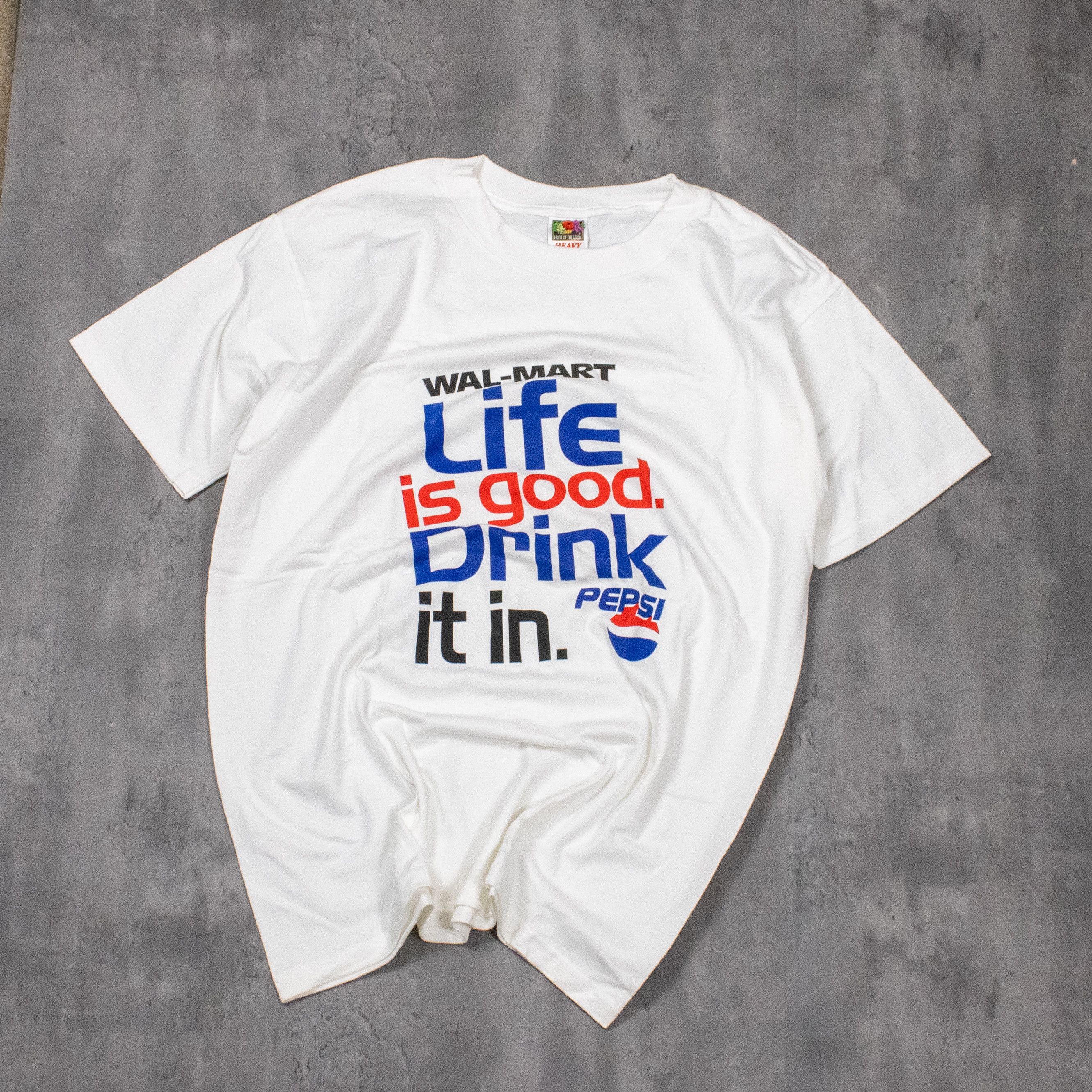 Fruit Of The Loom × Pepsi × Vintage Vintage 1990s Walmart Life Is Good White Single Stitch Tee Size US L / EU 52-54 / 3 - 3 Thumbnail