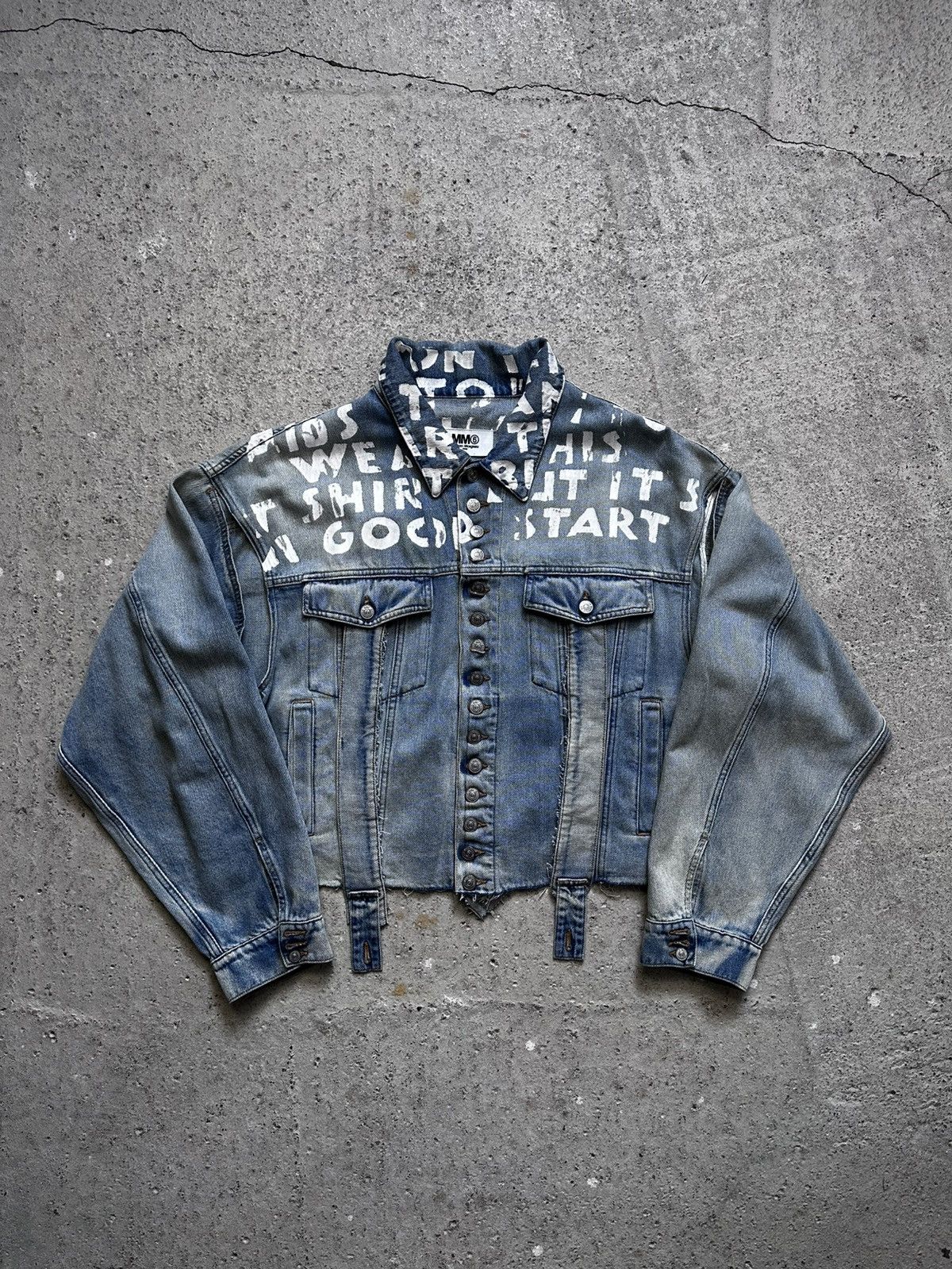 MM6 MM6 Maison Margiela Cropped Denim Jacket Graphic Print Size US M / EU 48-50 / 2 - 1 Thumbnail