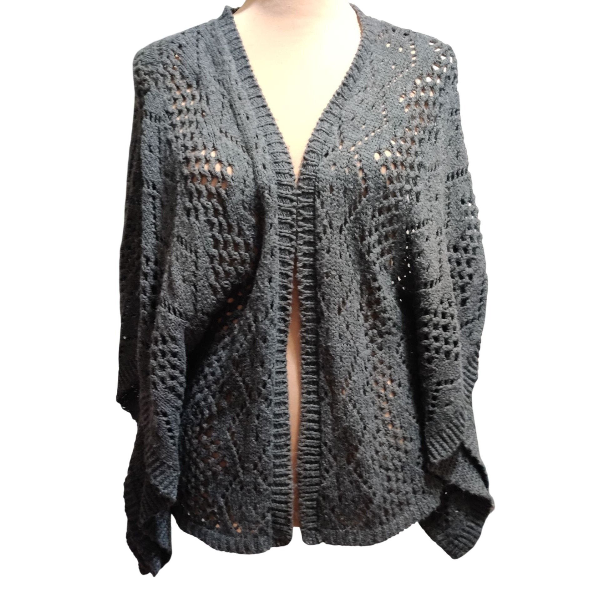 Other Say What One Size Charcoal Gray Open Knit Cardigan Cottageco Size ONE SIZE - 1 Thumbnail