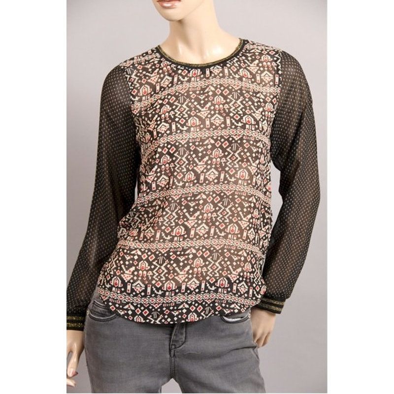 Scotch & Soda Scotch & Soda Blouse Geo Print Contrast Sleeves Gold trim M Size M / US 6-8 / IT 42-44 - 1 Thumbnail