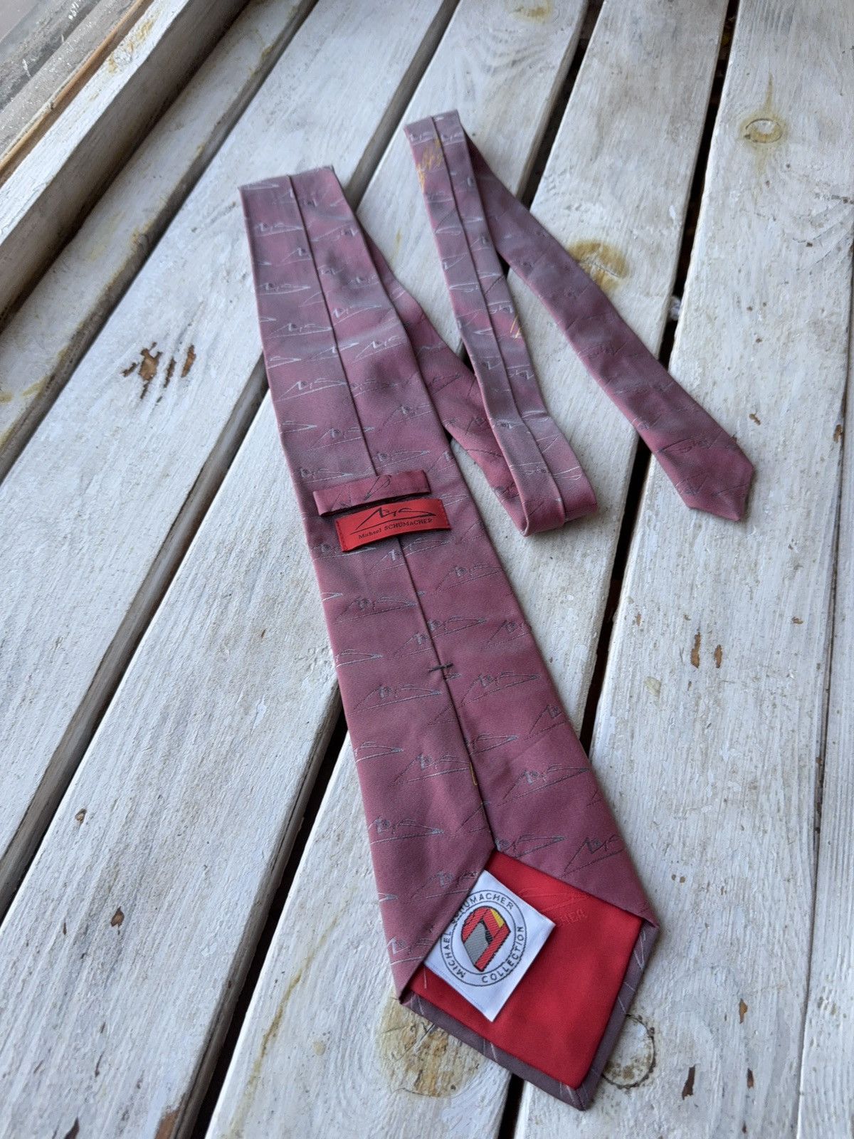 Ferrari × Vintage VNTG Michael Schumacher F1 Racing Tie Signature Logo Print Size ONE SIZE - 5 Thumbnail