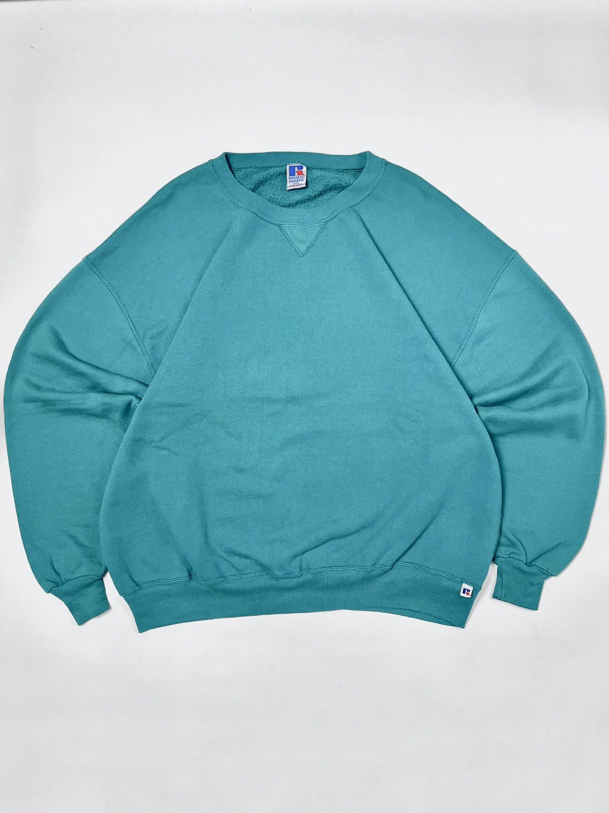 Russell Athletic 1990s Russell Aqua Green Blank Sweatshirt / Crewneck Vintage Size US XXL / EU 58 / 5 - 1 Thumbnail