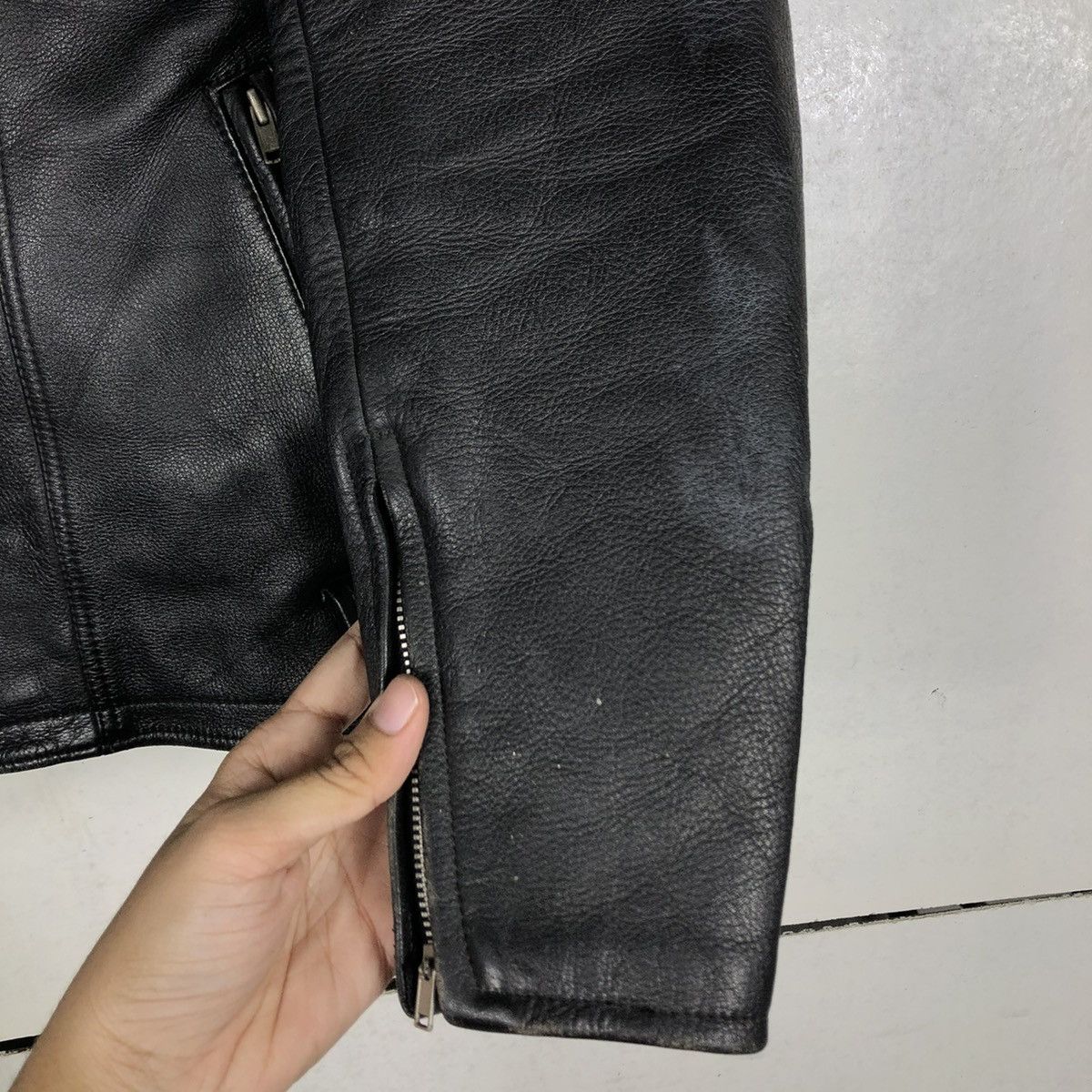 Japanese Brand 🔥VINTAGE LEATHER JACKET BIKER DOUBLE COLLAR ISSEY MIYAKE Size US M / EU 48-50 / 2 - 18 Thumbnail