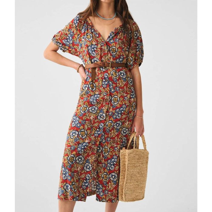 Faherty Carmel Linen Dress In Red Desert Bloom Grailed