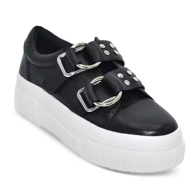 J/Slides J SLIDES Women's Black Leather Waldo Platform Sneakers |Sz 6 Size US 6 / IT 36 - 1 Thumbnail