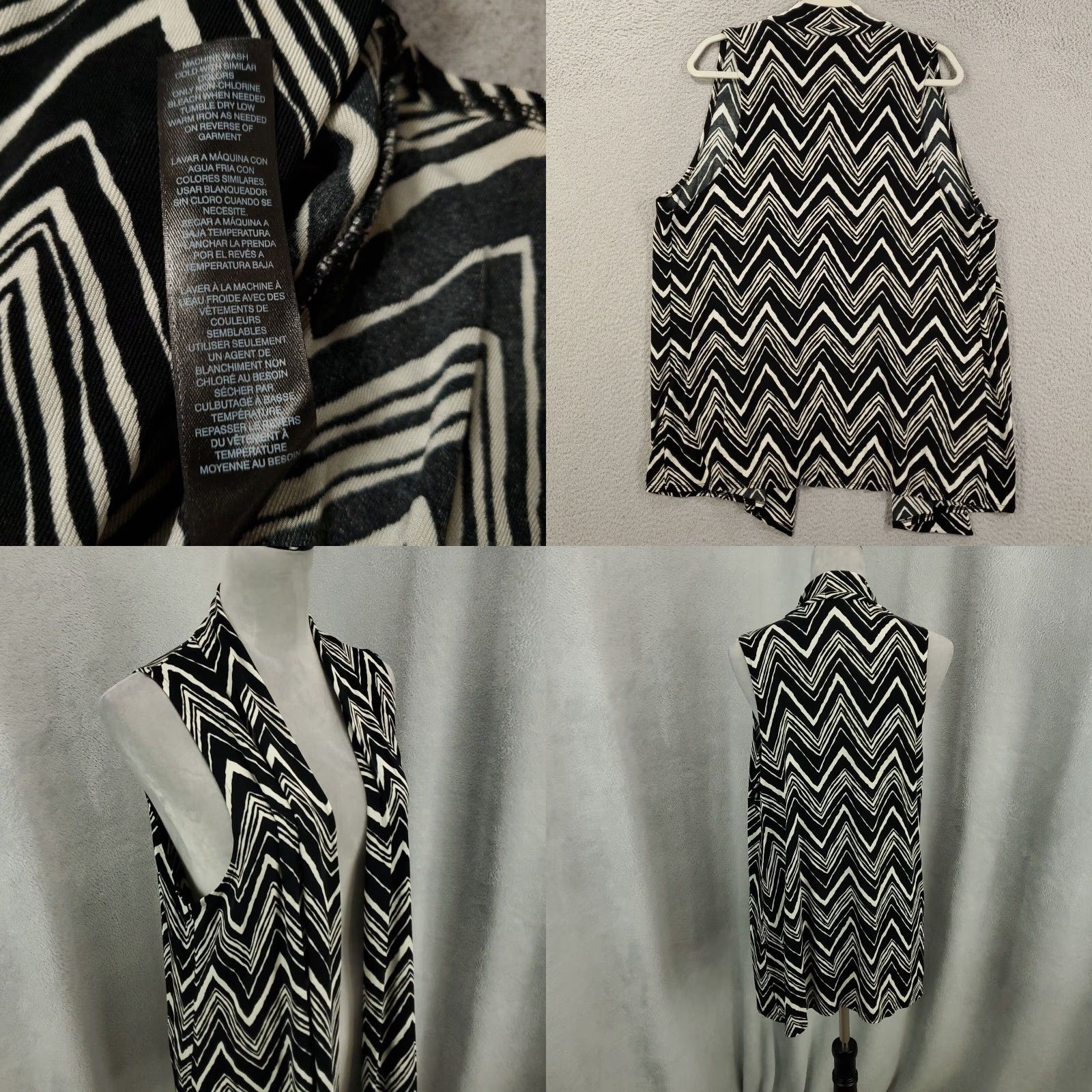 Vintage VINTAGE Chico's Cardigan Vest Shirt Women L Black Chevron Open Front 2 Size L / US 10 / IT 46 - 8 Thumbnail