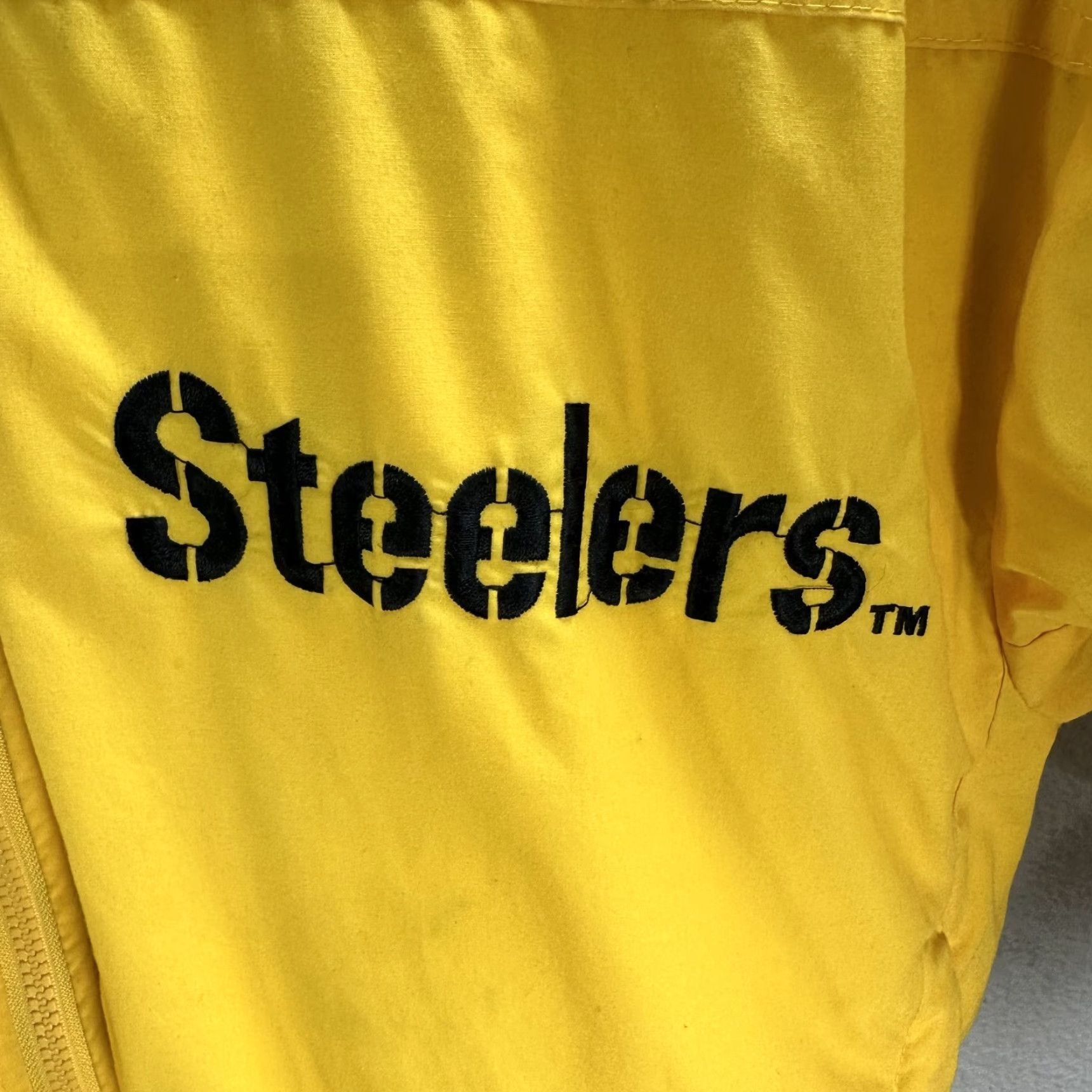 NFL VINTAGE Triple F.A.T. Goose Pittsburgh Steelers NFL Bomber Jacket Yellow Sz L Men Jacket Down Zip Size US L / EU 52-54 / 3 - 6 Thumbnail