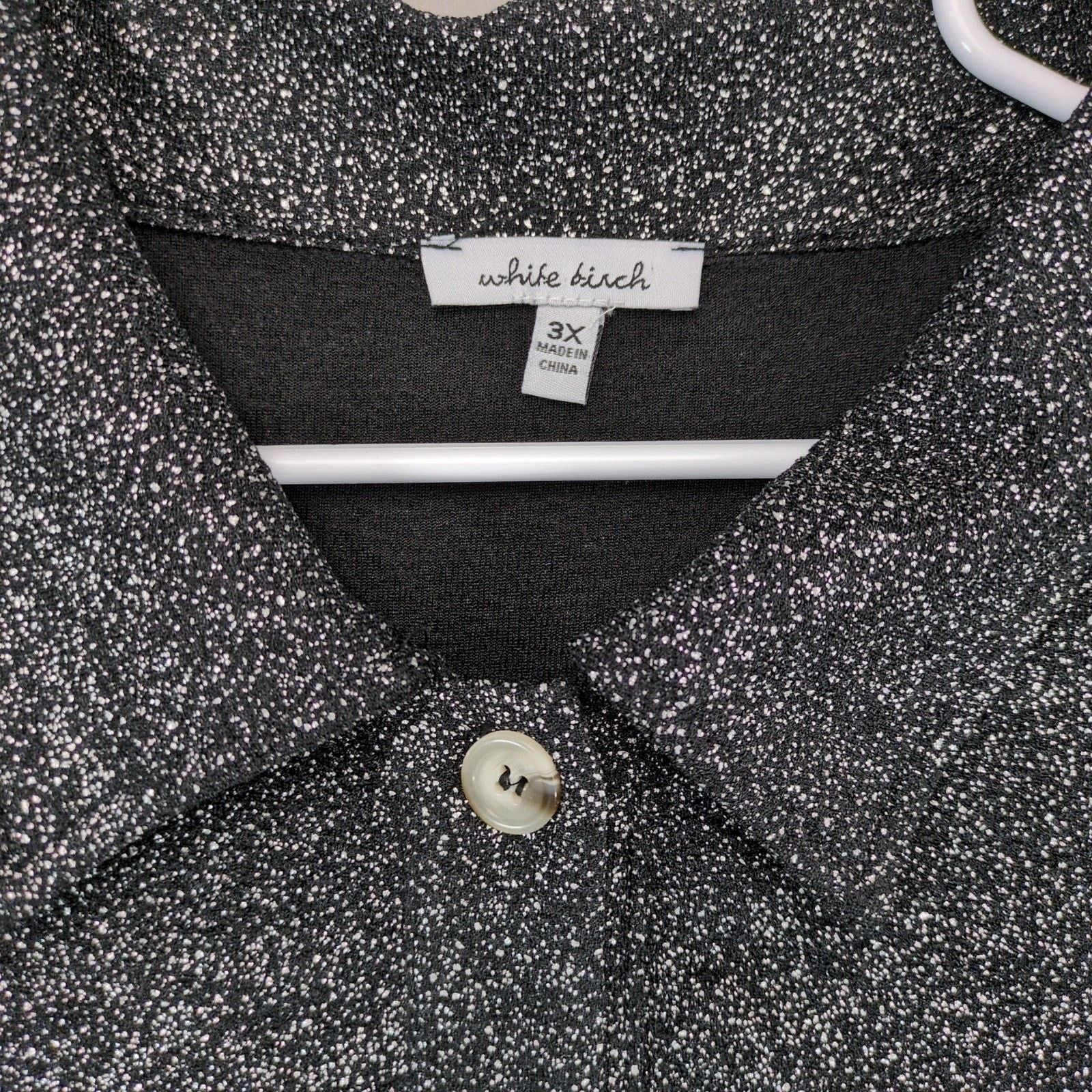 Other White Birch Women's 3X Black Metallic Silver Button Up Shirt Size 3XL / US 20-22 - 2 Thumbnail