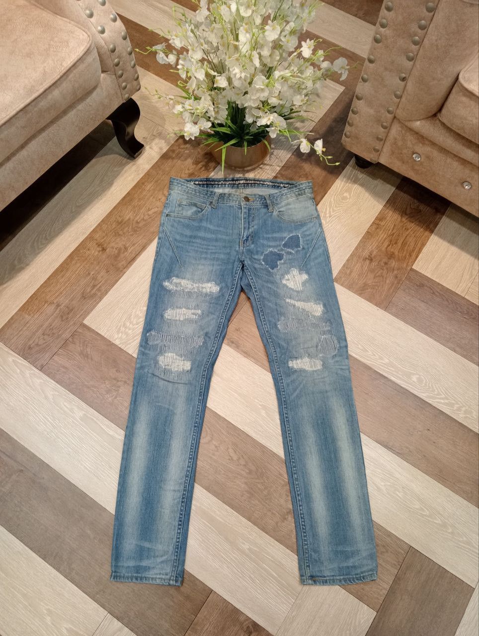 NANO universe × Number (N)ine NUMBER NINE JAPAN X NANO UNIVERSE BLUE DISTRESSED JEANS Size US 32 / EU 48 - 1 Thumbnail