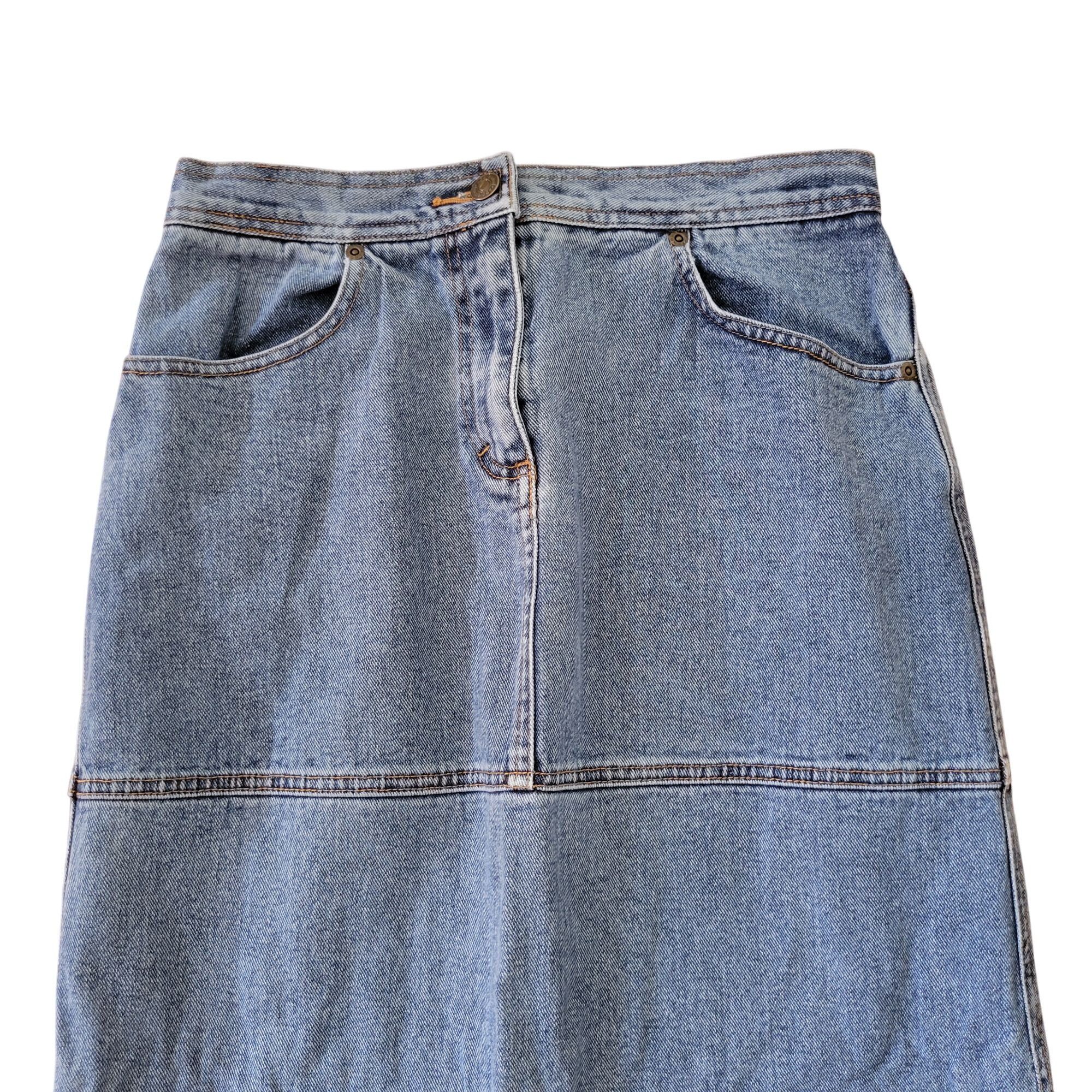 Vintage Jeanology Denim Maxi Skirt 6 Cotton Long Skirt Side Slits 90 Size 28" / US 6 / IT 42 - 6 Thumbnail