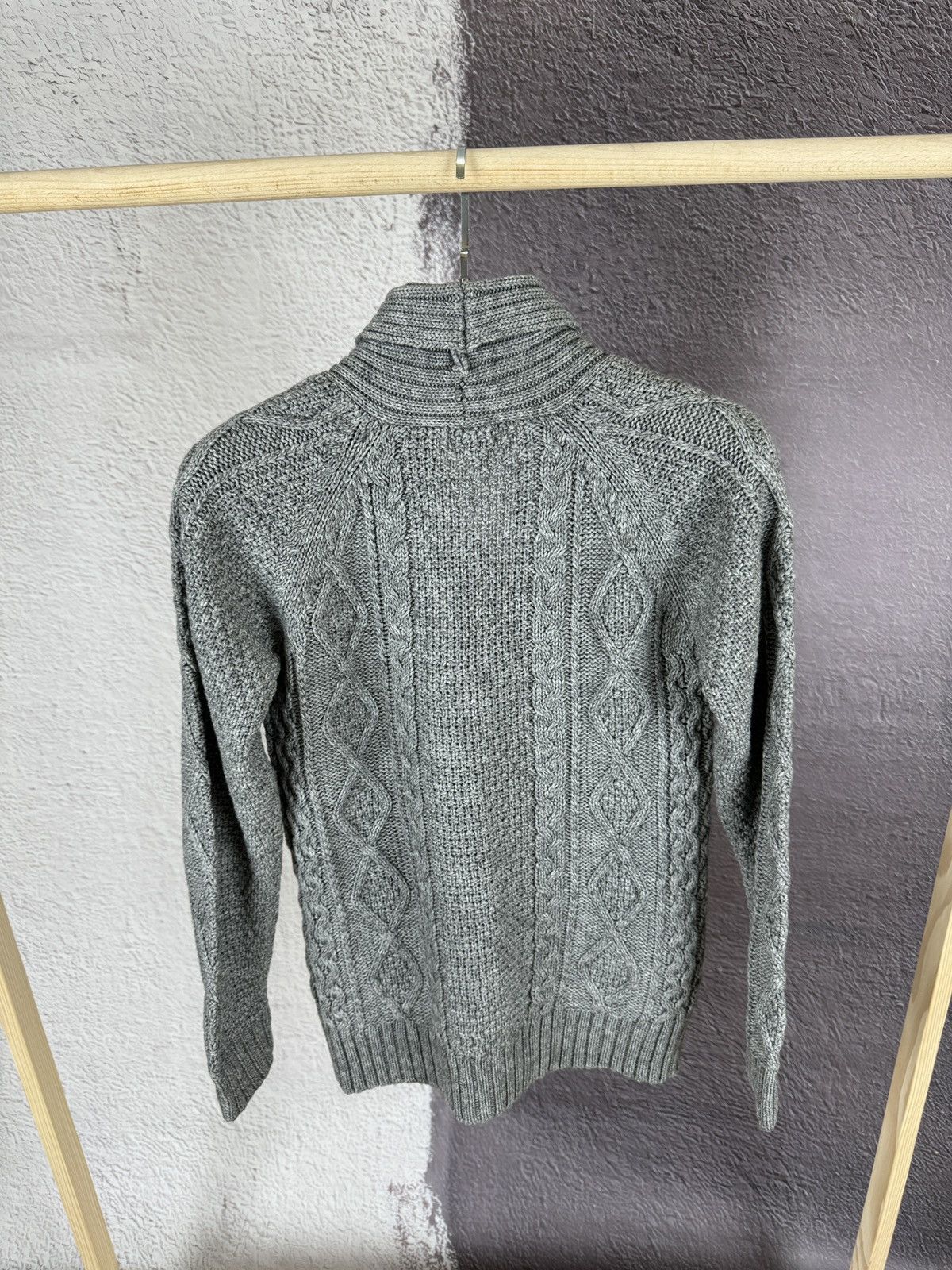 Japanese Brand × Takeo Kikuchi × Vintage TK Takeo Kikuchi vintage grey shawl neck cable knit cardigan Size US S / EU 44-46 / 1 - 12 Thumbnail