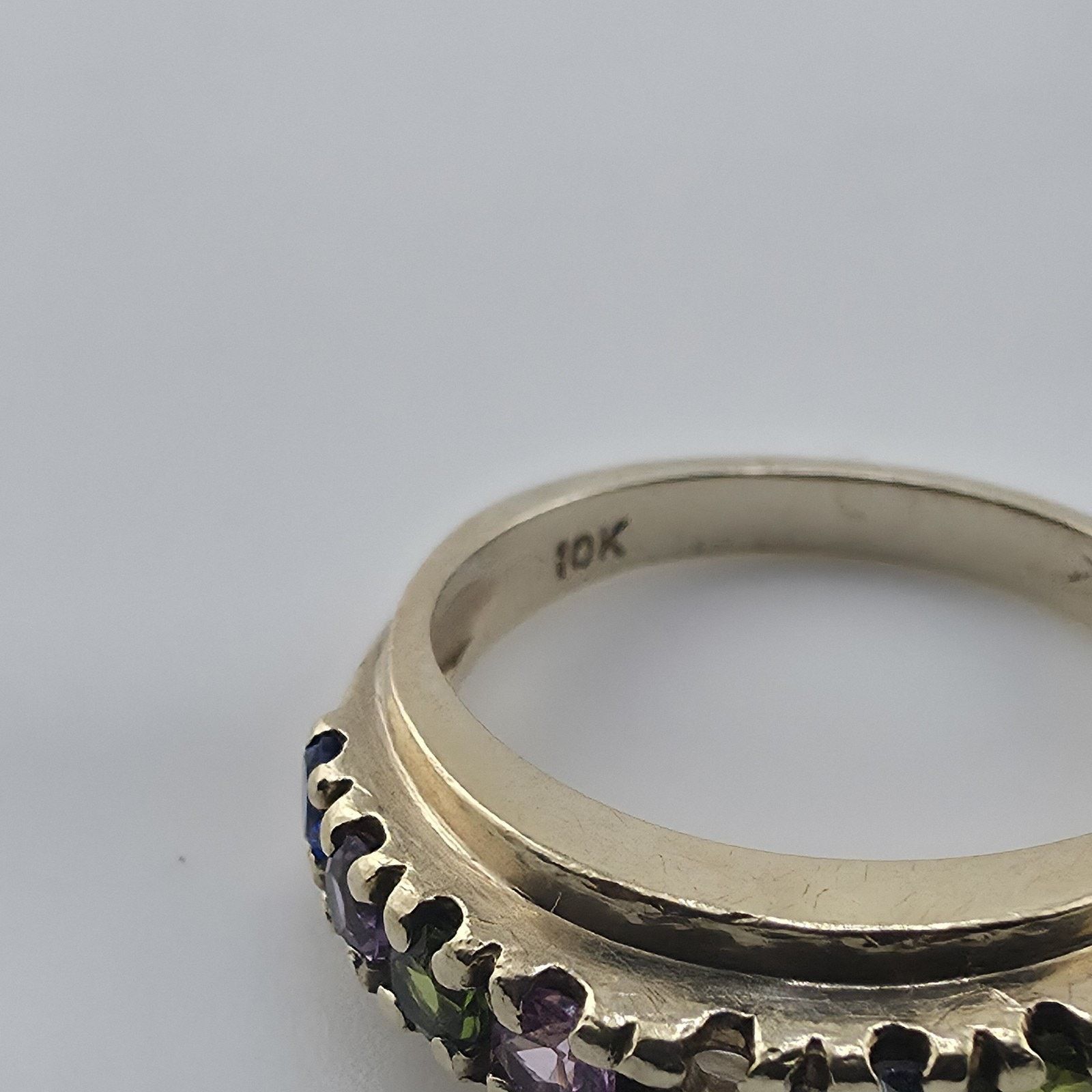 Other 10K Yellow Gold Multi Gemstone Ring 6.5 VTG Missing Stone Size ONE SIZE - 6 Thumbnail