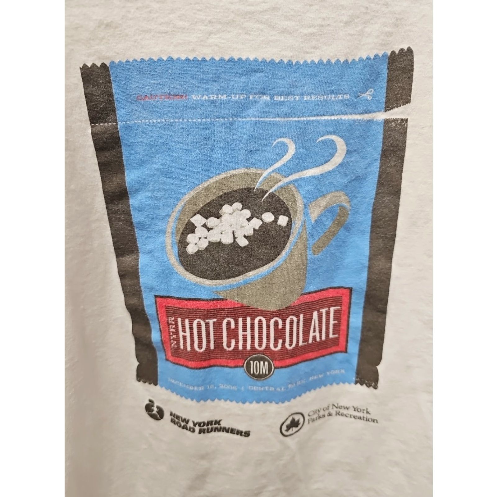 CHOCOOLATE Vintage 2006 New York Road Runners Hot Chocolate December Race XL Shirt Mens White Cotton Graphic Tee Size US XL / EU 56 / 4 - 3 Thumbnail