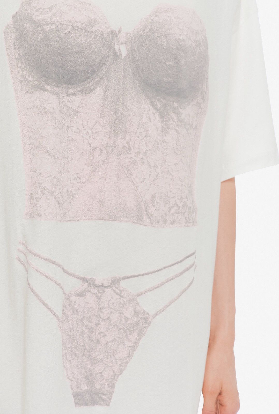 Vaquera Vaquera Trompe L’Oeil Tall Bra Print T-Shirt Off-White Size M / US 6-8 / IT 42-44 - 3 Thumbnail