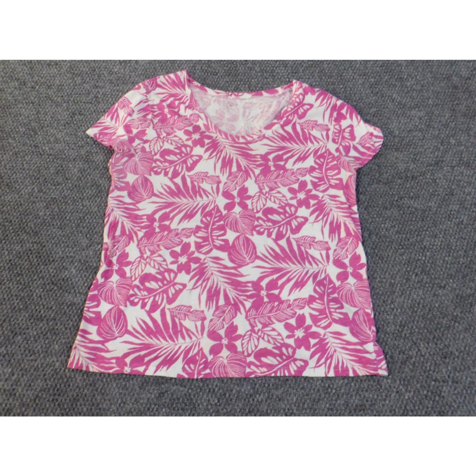 Ann Taylor Ann Taylor Loft Loft top Floral Purple V-Neck Short Sleeve Pullover Women L Purple Casual Cotton Rayon Regular Womens Size L / US 10 / IT 46 - 3 Thumbnail