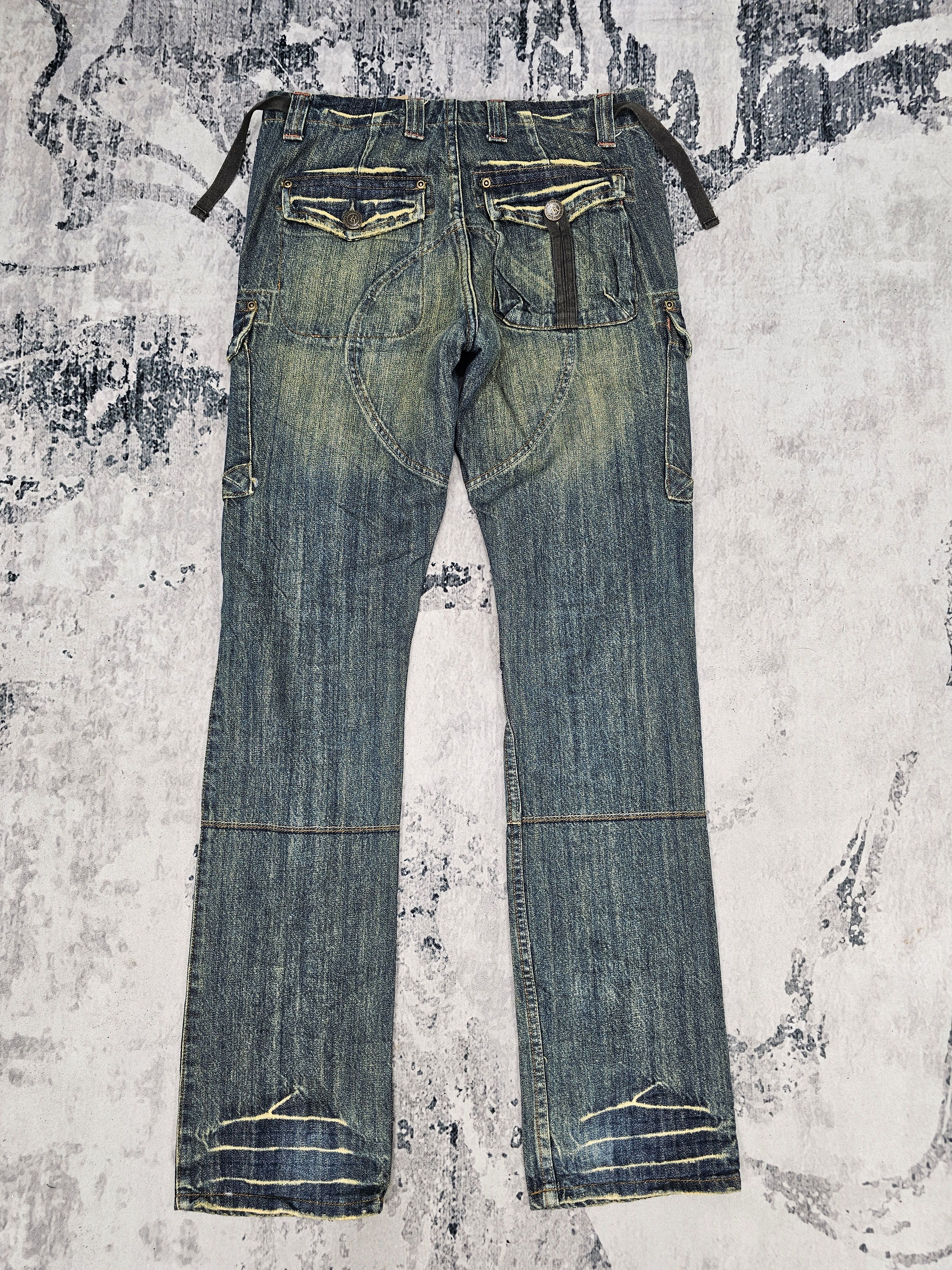 Japanese Brand ROLLIN Multi Bush Pocket Punk Bondage Design Jeans JB0314 Size US 32 / EU 48 - 2 Thumbnail