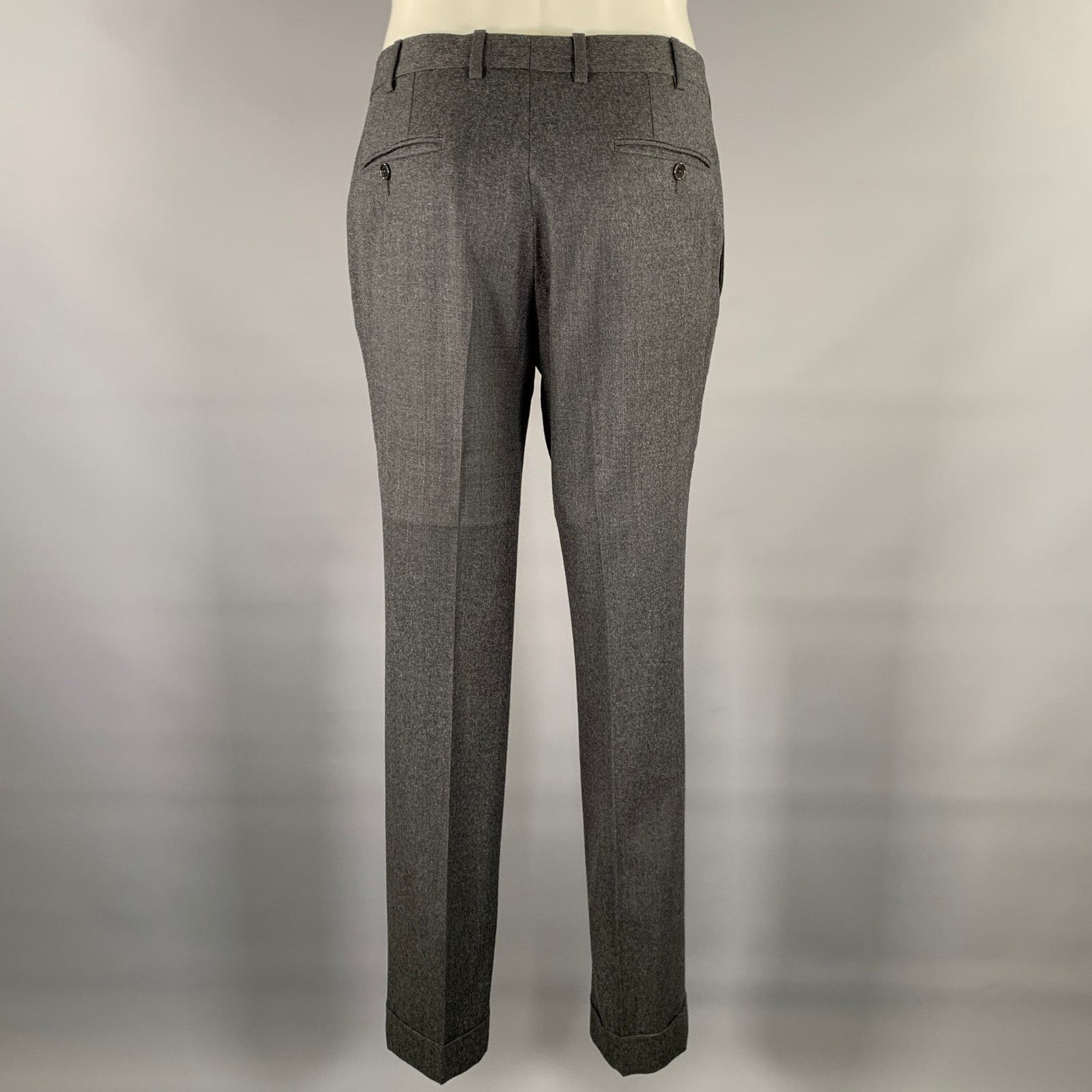 Size 32 Charcoal Heather Wool Slim Fit Pants