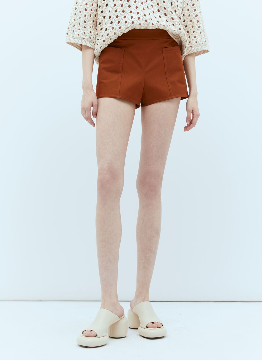 image of Max Mara Gabardine Mini Shorts in Brown, Women's (Size 26)
